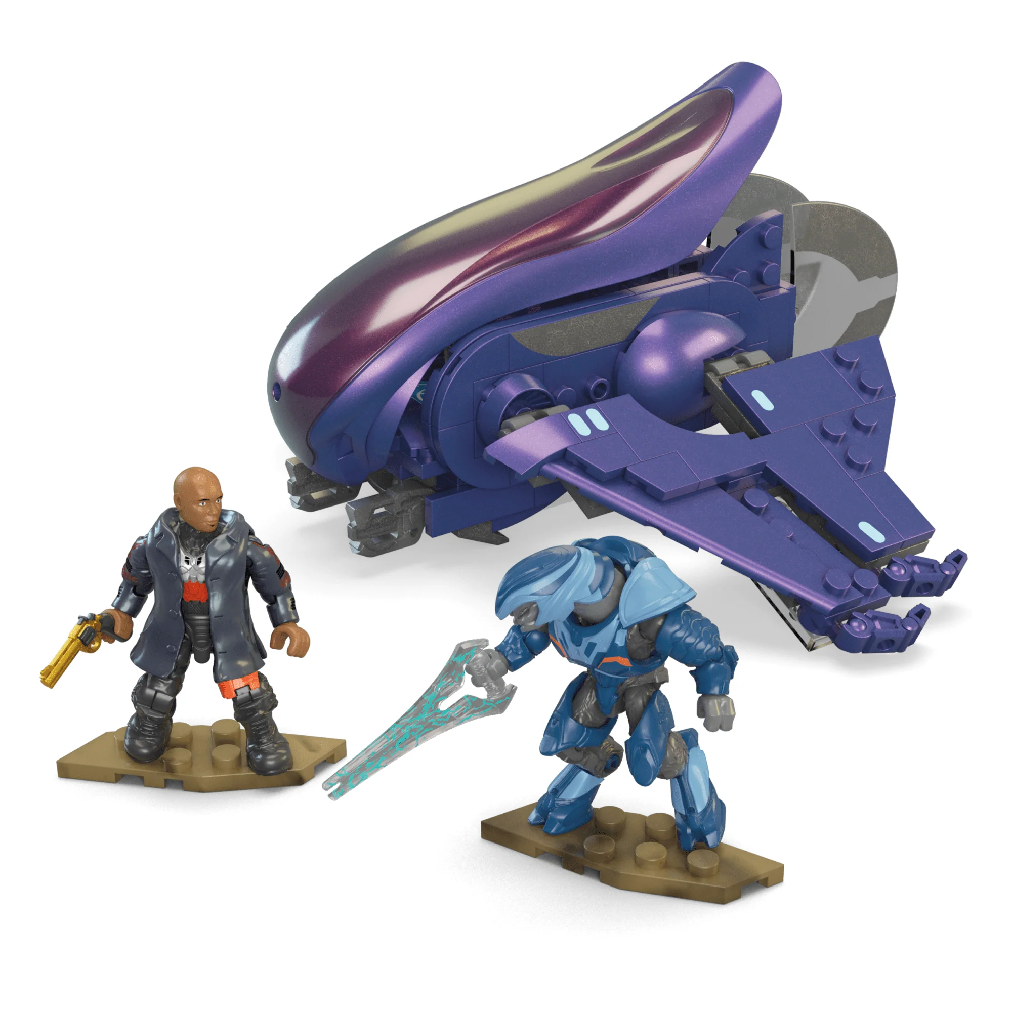MEGA Halo Renegade Banshee Vehicle Building Kit With 2 Micro Action Figures (205 Pieces)