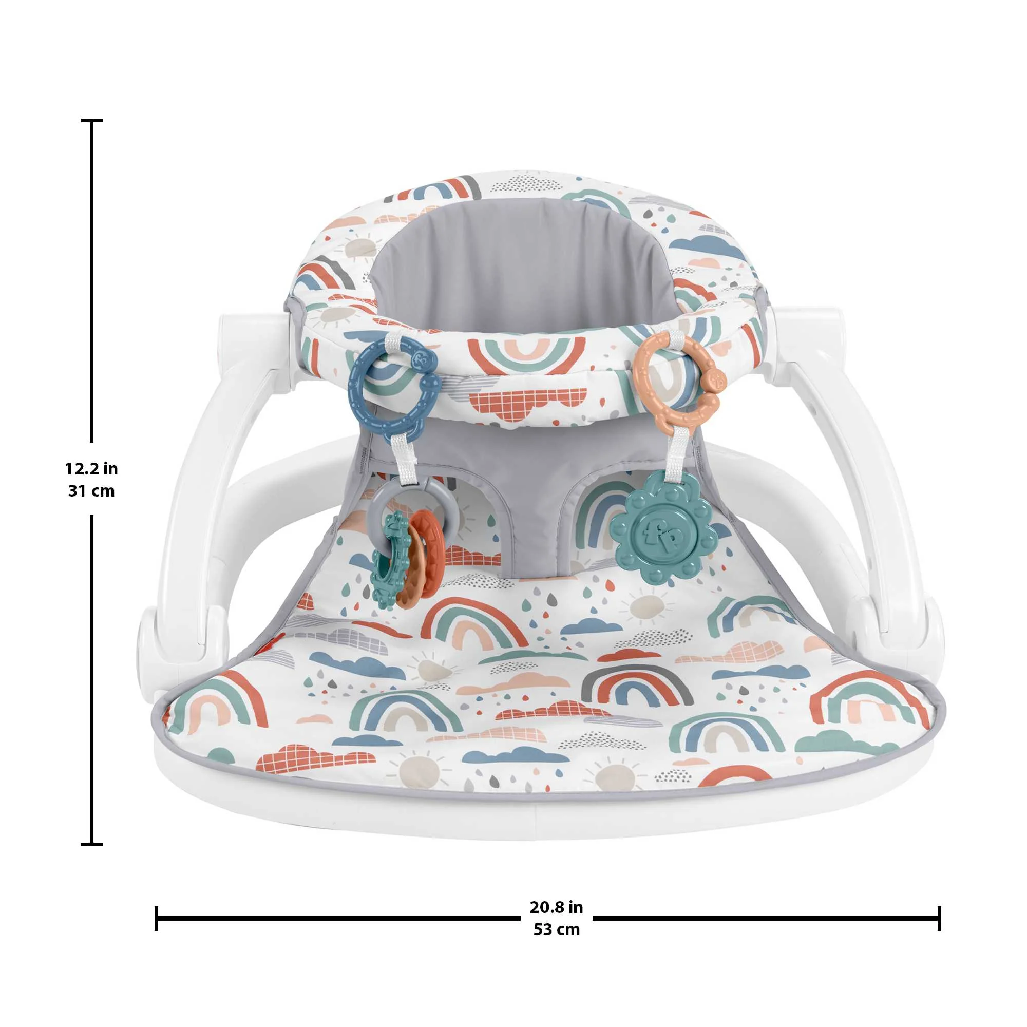 Fisher-Price Sit-Me-Up Floor Seat Portable Baby Chair With Toys, Rainbow Showers