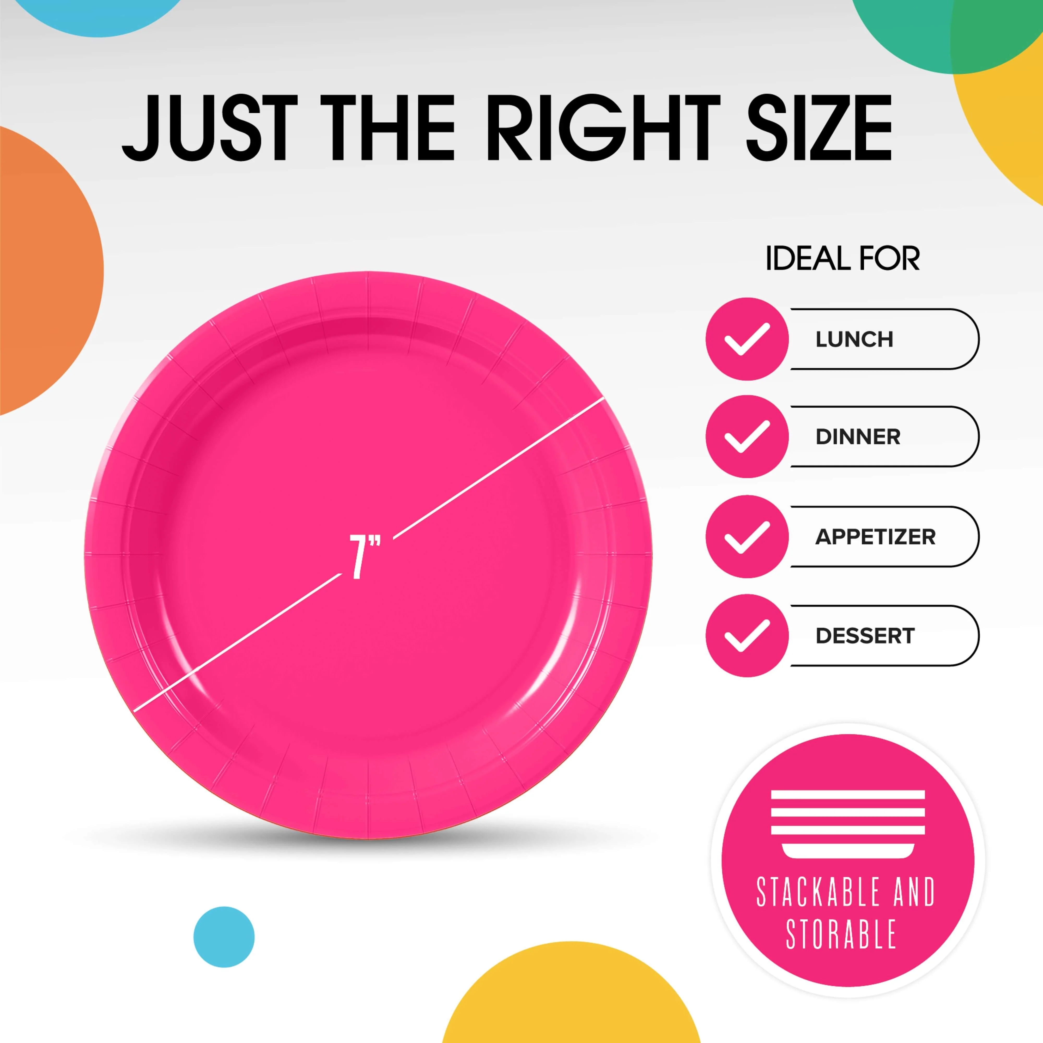 7 In. Hot Pink Paper Plates - 50 Ct.