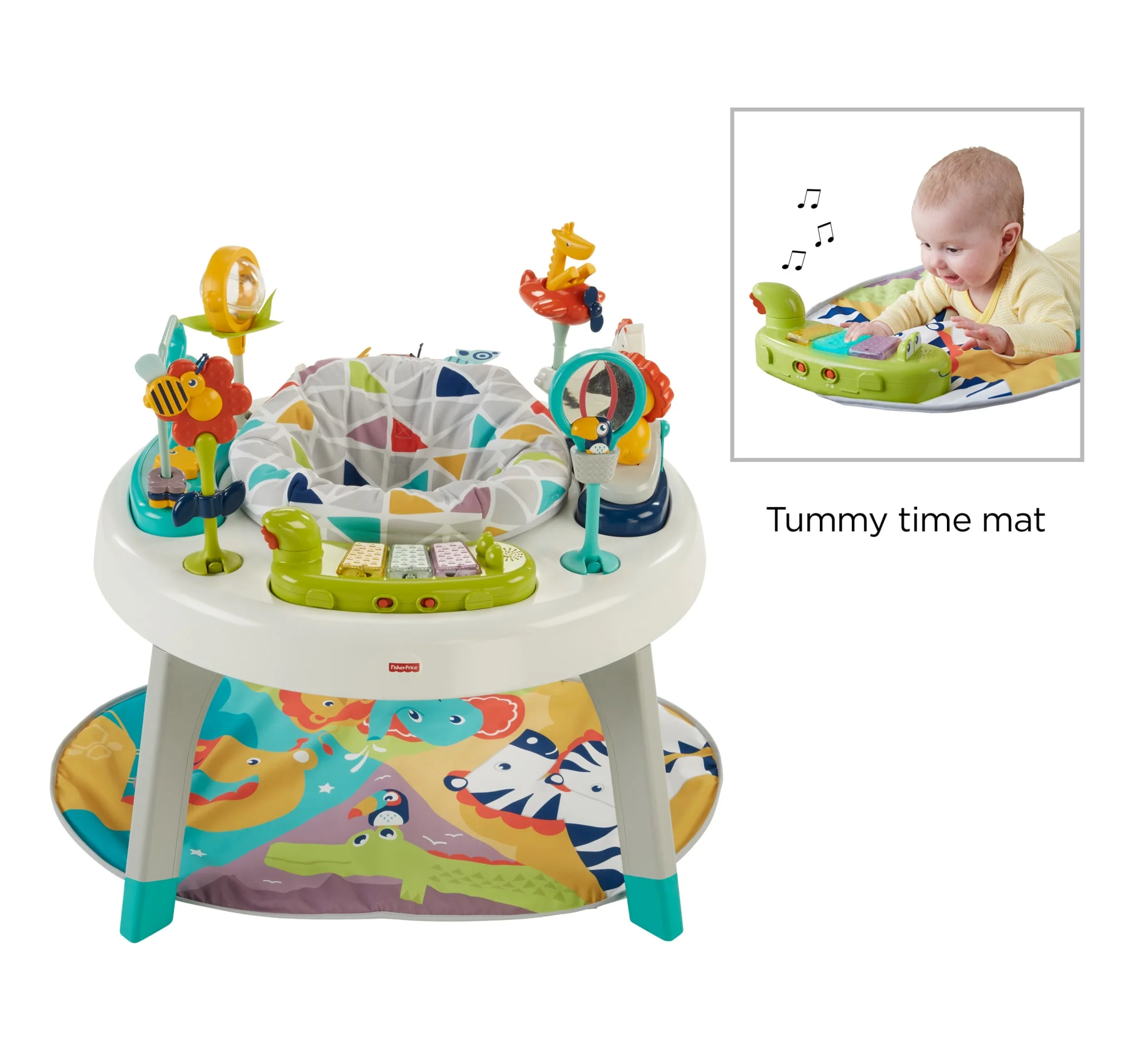 Fisher-Price 3-In-1 Sit-To-Stand Infant Activity Center And Toddler Play Table With Newborn Playmat