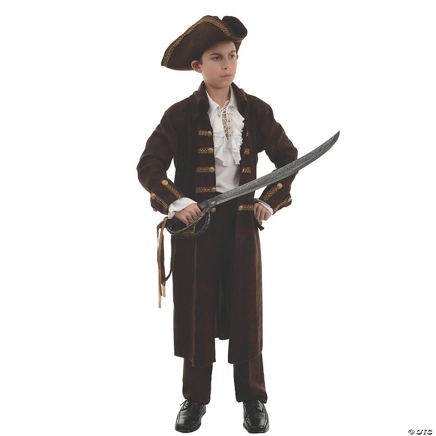 Boy's Brown Pirate Captain Costume - Large