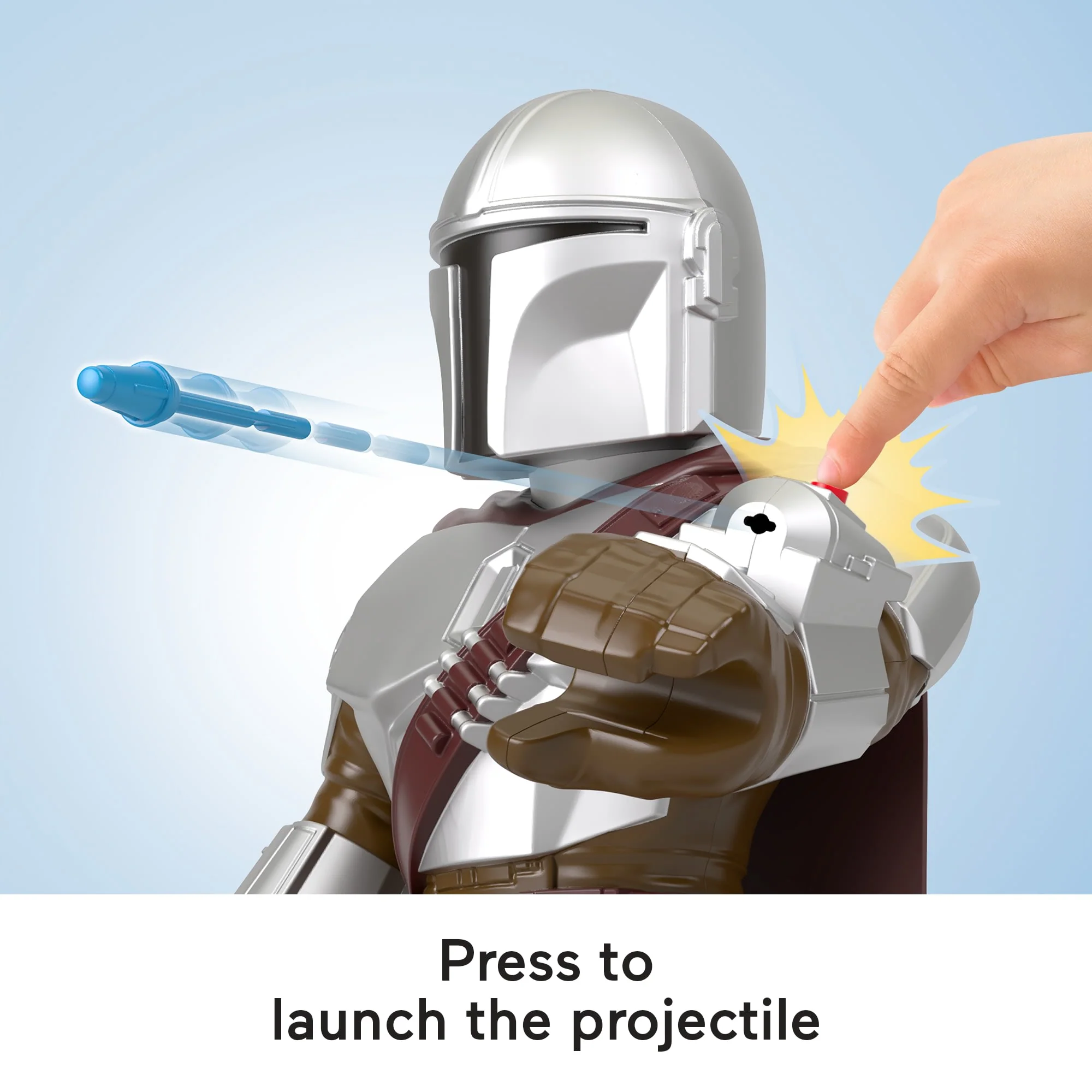 Imaginext Star Wars The Mandalorian Xxl Figure, 16+ Inch Tall Poseable Toy With Launcher