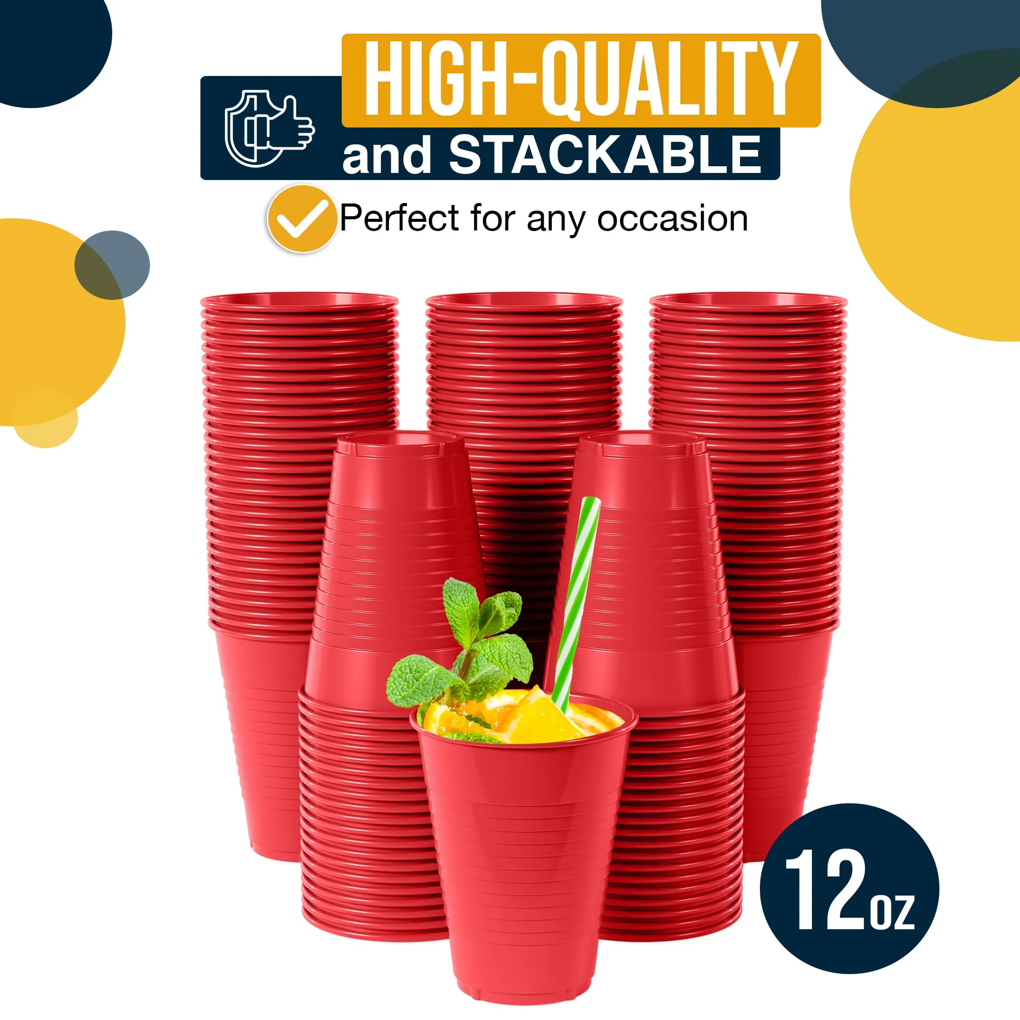 12 Oz. Red Plastic Cups | 50 Count