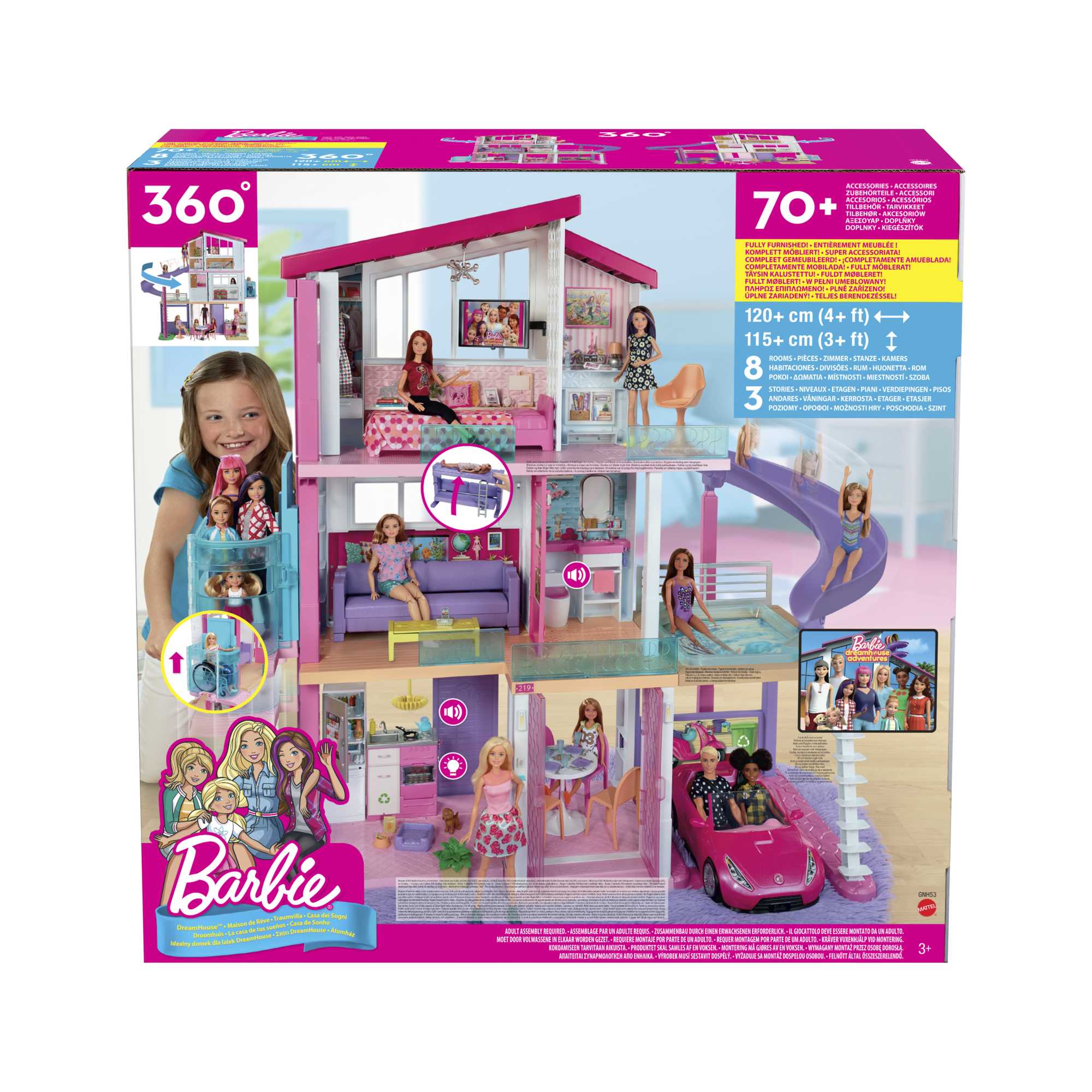 Barbie Dreamhouse Doll House With 70 Accessories And Accessible Elevator