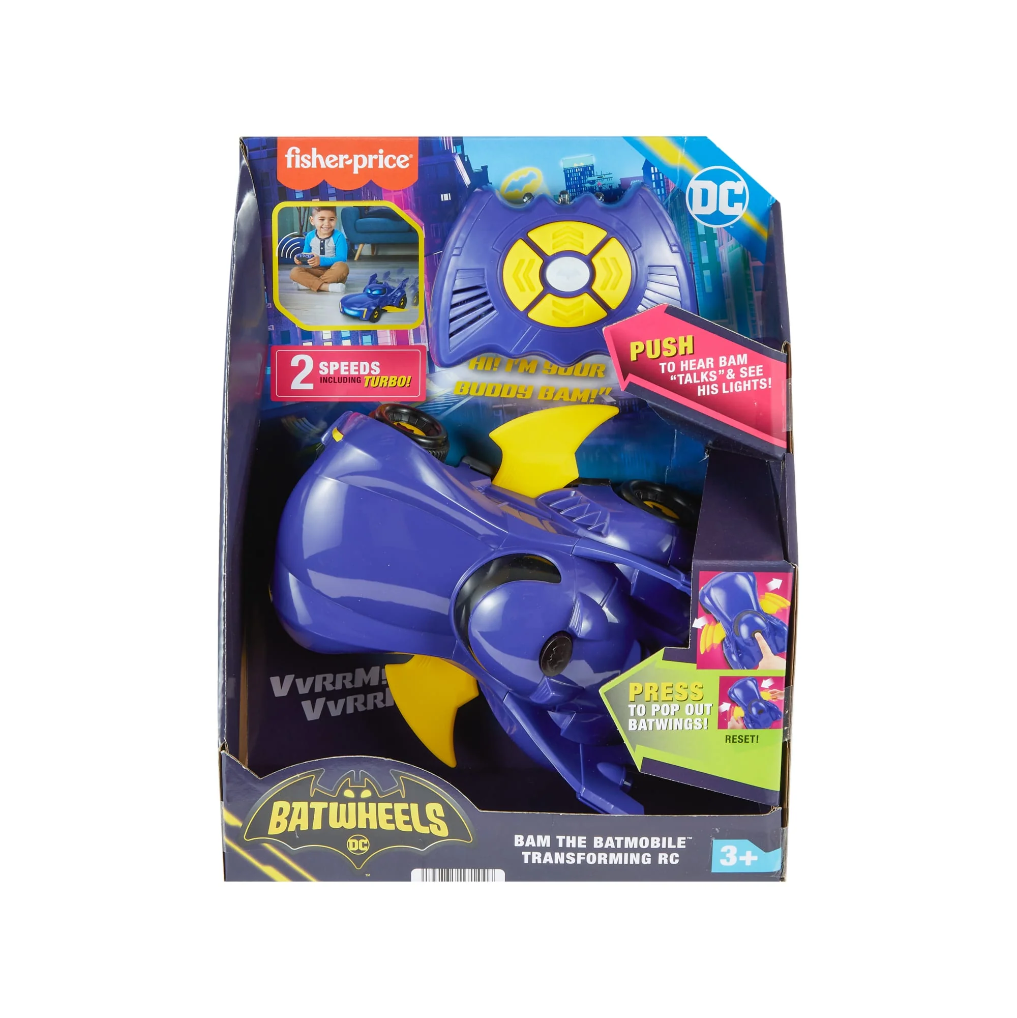 Fisher-Price DC Batwheels Bam The Batmobile Transforming RC, Remote Control Car For Kids 3Y+