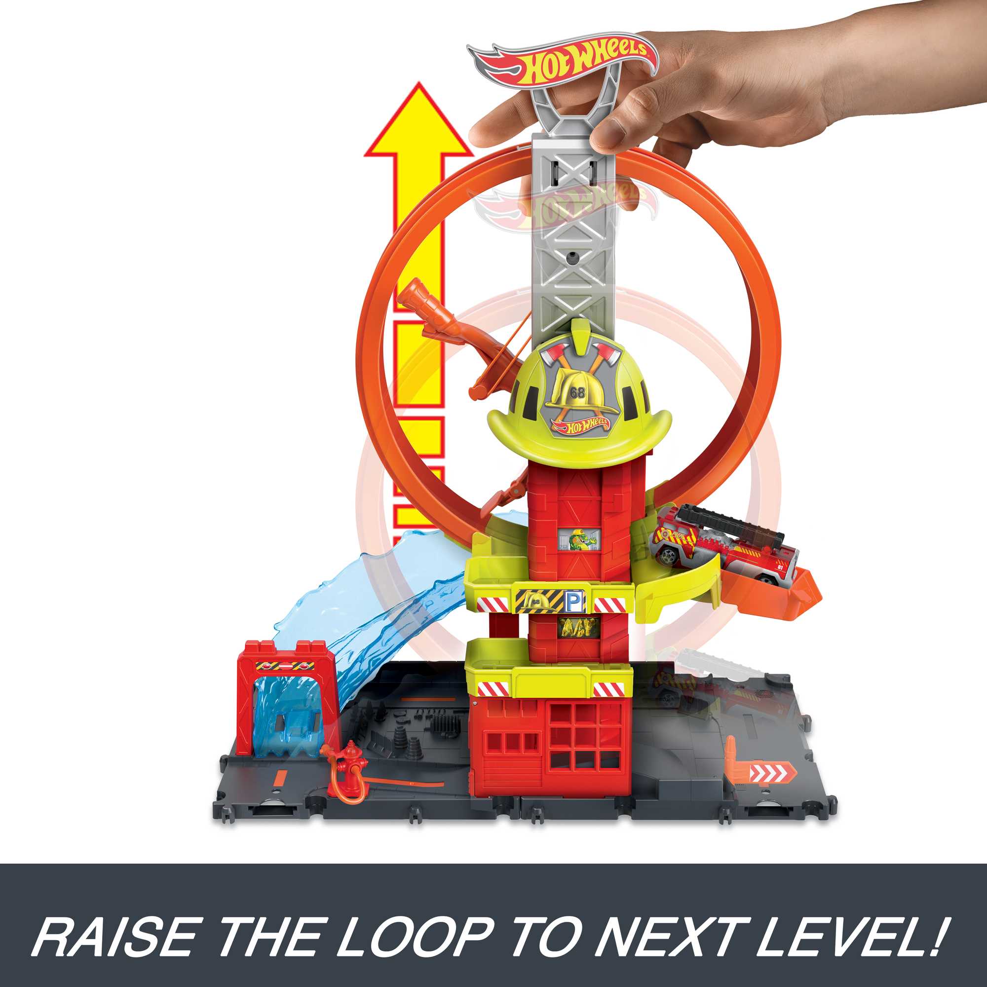 Hot Wheels City With 1 Toy Car, Super Loop Fire Station