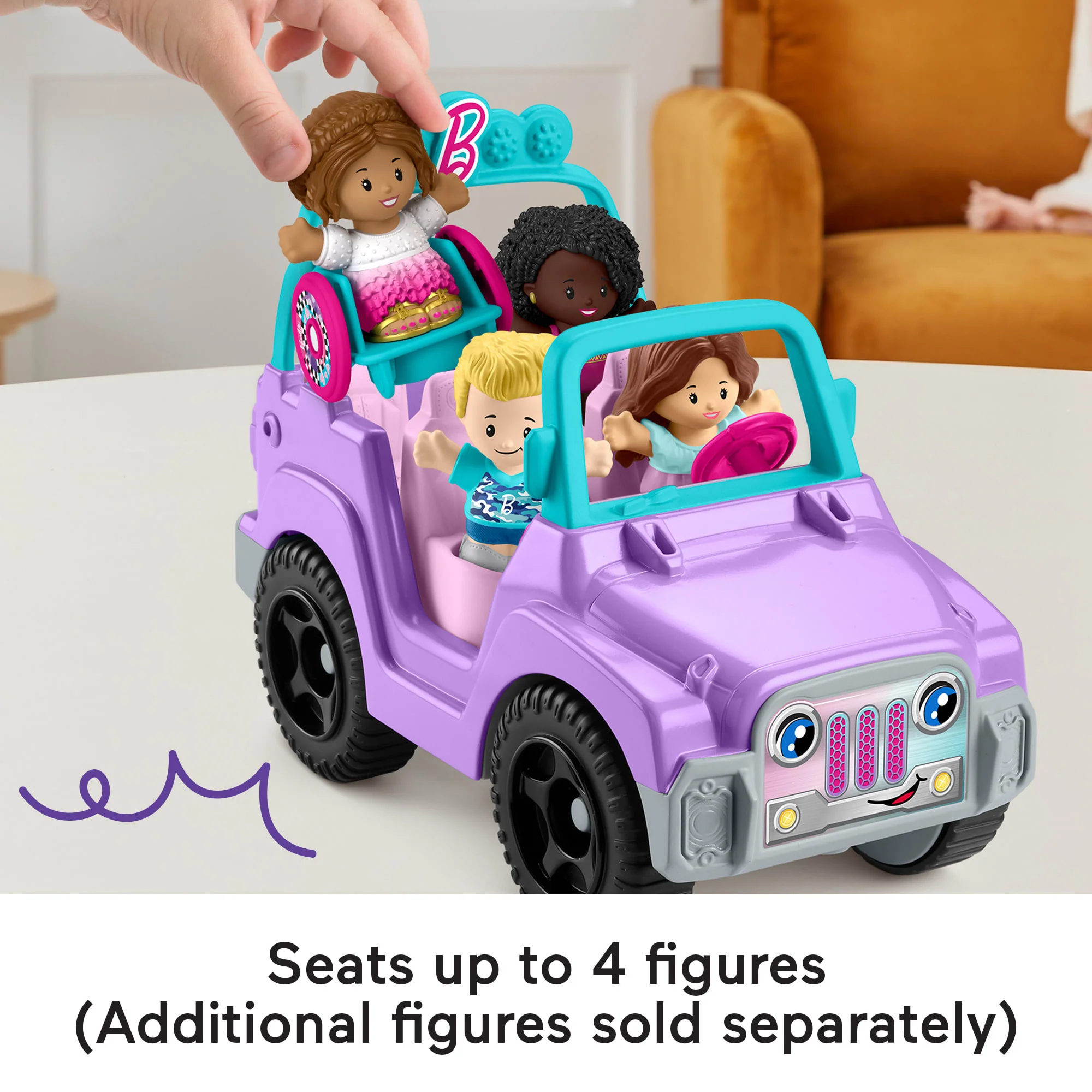 Little People Barbie Toy Car With Music Sounds And 2 Figures, Beach Cruiser, Toddler Toys