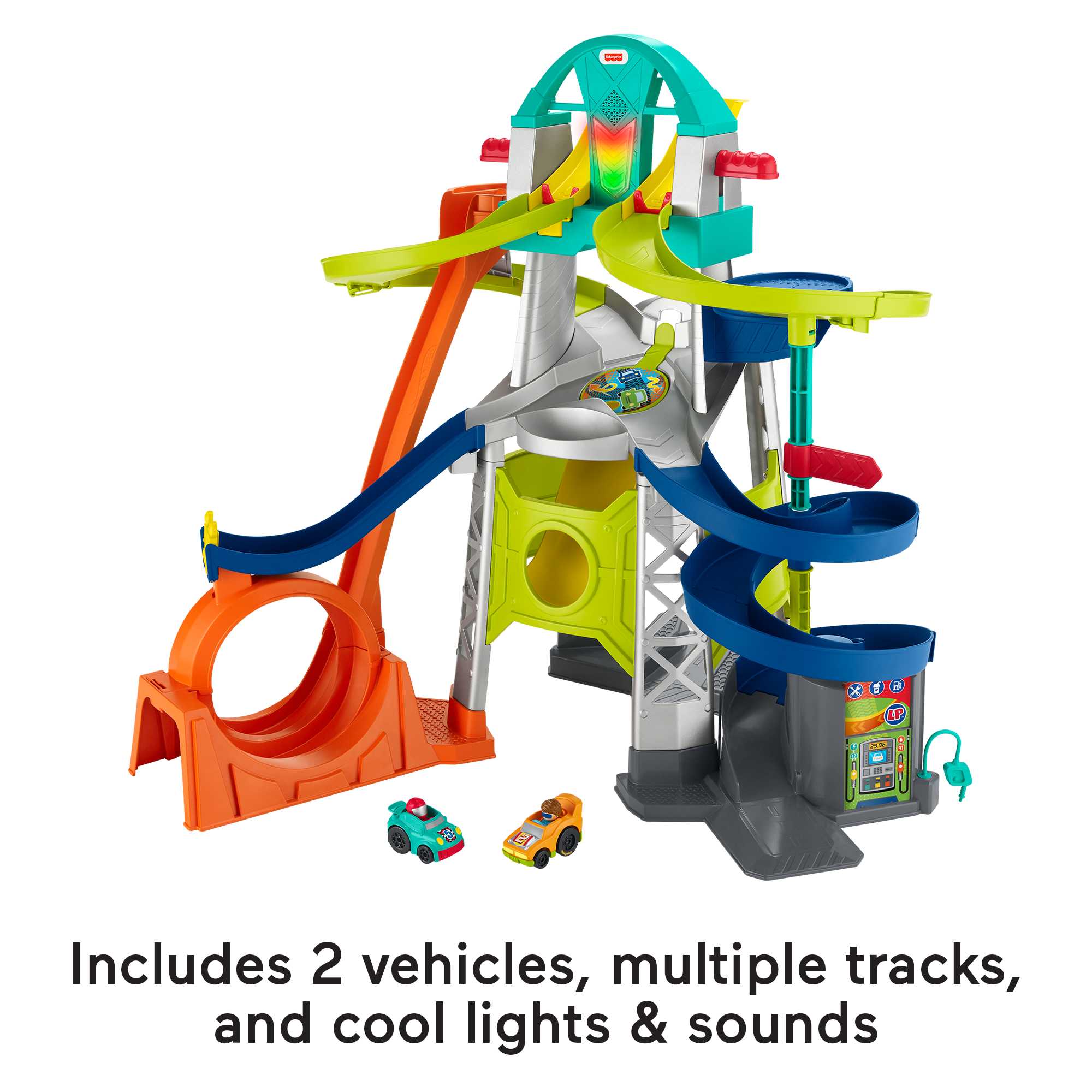 Fisher-Price Little People Launch & Loop Raceway Toddler Toy Car Playset With Lights & Sounds
