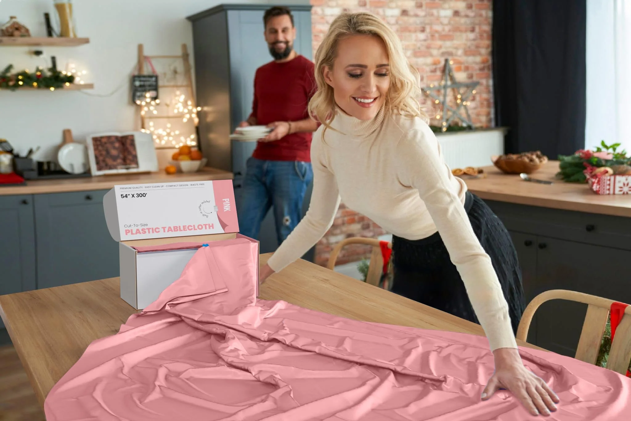 54 In. x 300 Ft. Cut To Size Table Roll | Pink