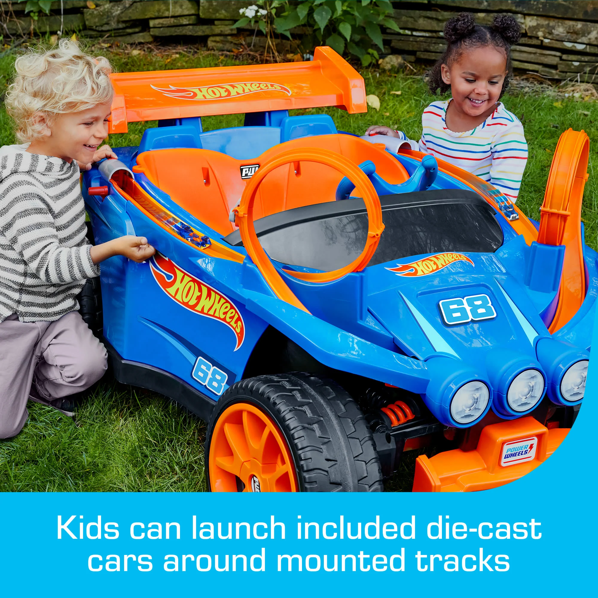 Power Wheels Hot Wheels Racer Ride-On With Toy Car Track Set For Preschool Kids Ages 3+ Years