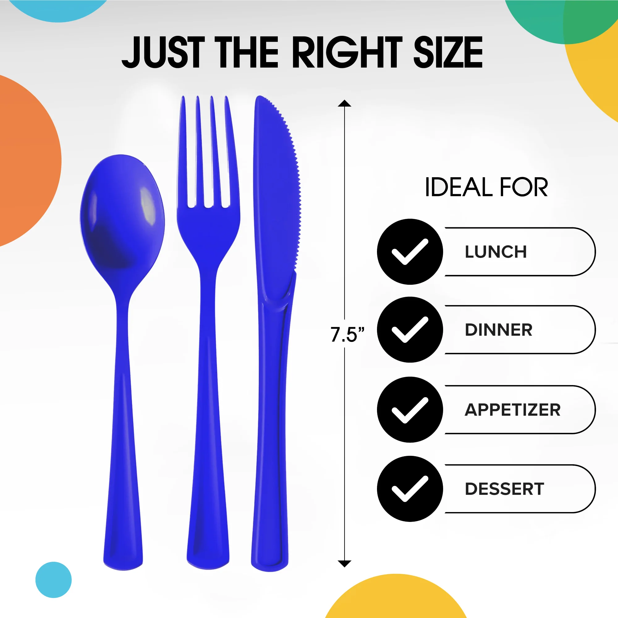 Dark Blue Cutlery Combo Pack | 24 Count