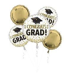 Anagram Congrats Grad Gold Glitter Balloon Bouquet