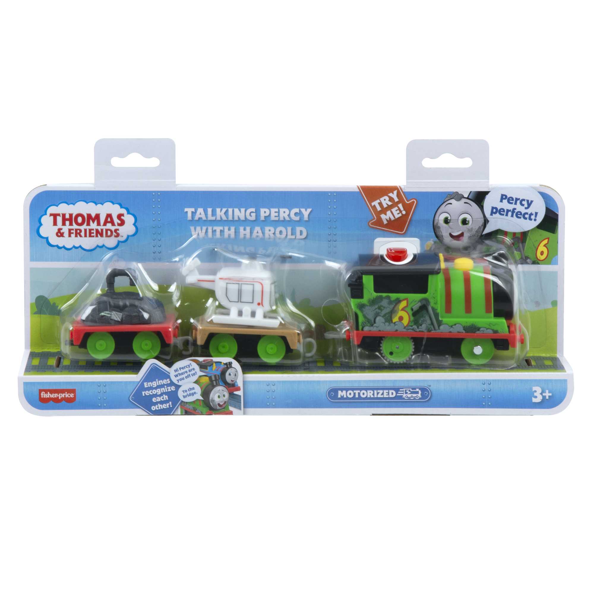 Thomas & Friends Motorized Talking Percy Engine With Harold Helicopter