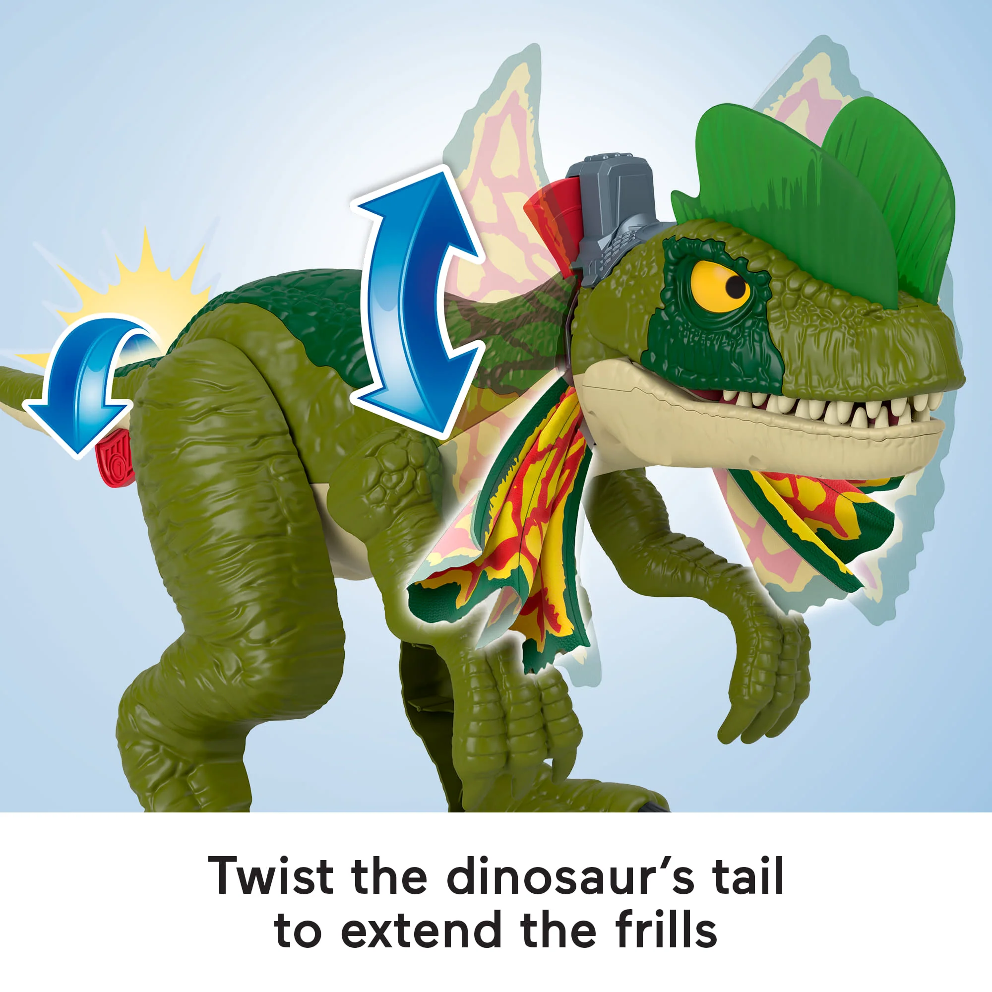 Imaginext Jurassic World thrash Attack Dilophosaurus Dinosaur Toy With Lights & Sounds For Kids