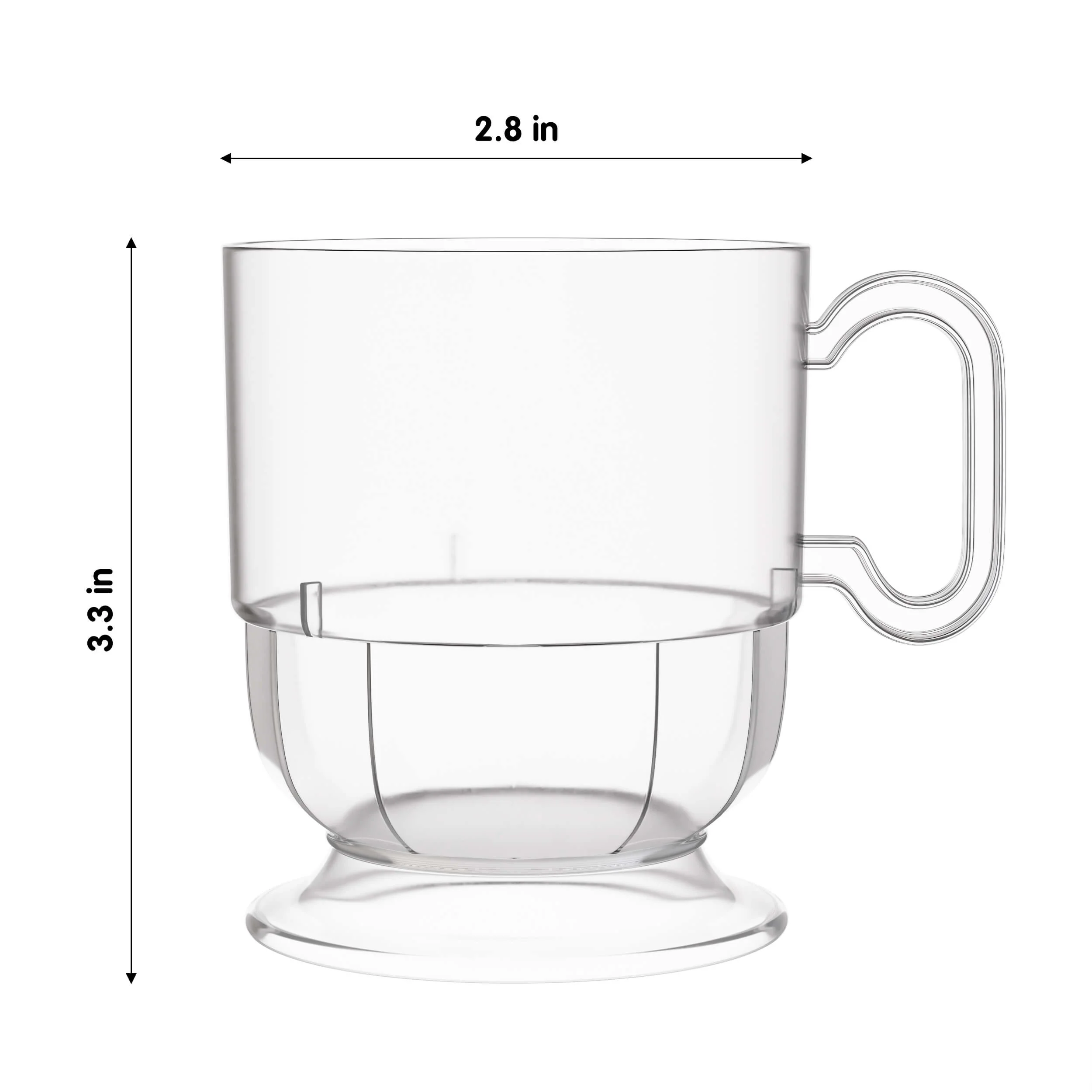 8 Oz. Clear Glazed Coffee Cups W/ Handle | 8 Count