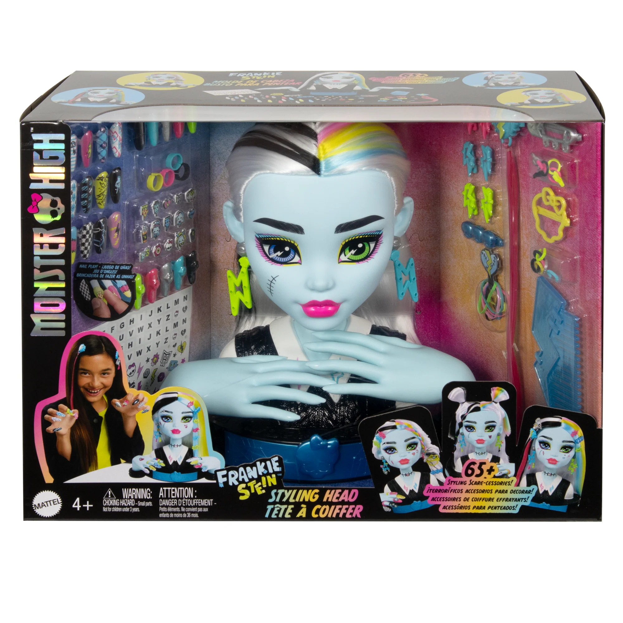 Monster High Frankie Stein Styling Head With 65+ Nail, Hair And Face Accessories