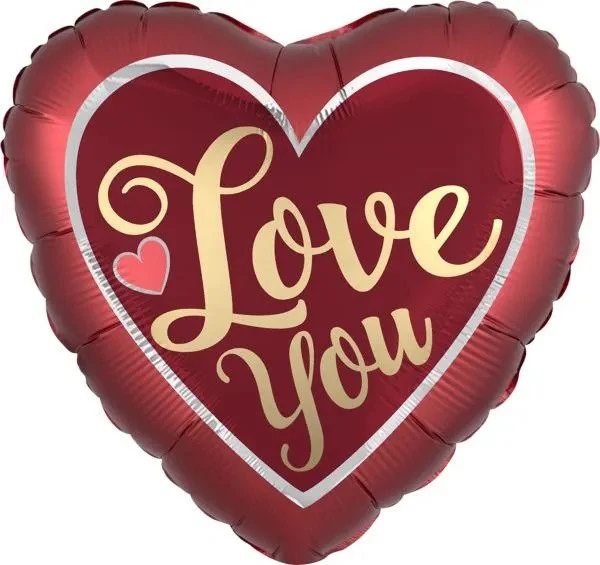 Anagram 28in Satin Sangria Love You in Gold Jumbo Foil Balloon
