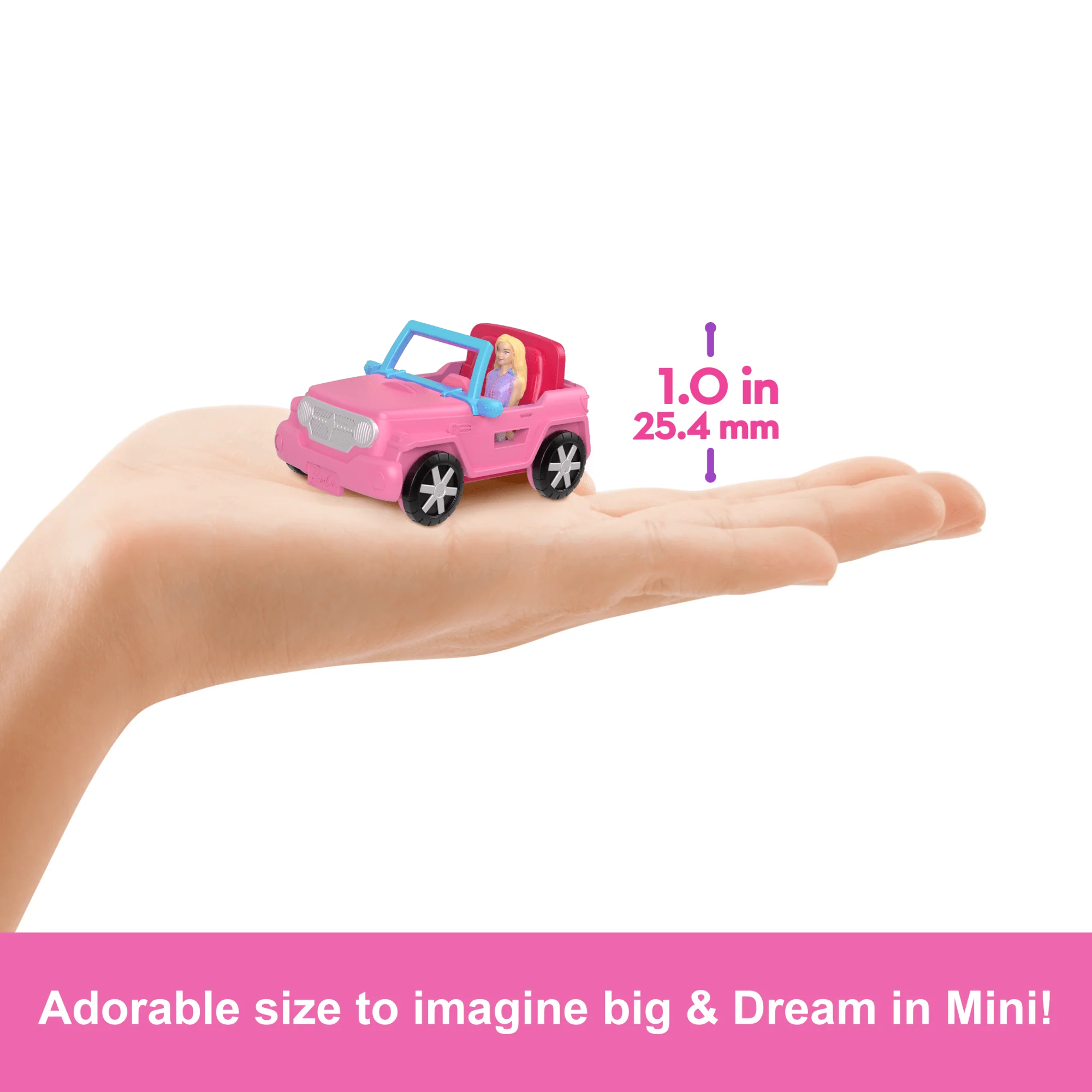 Barbie Mini Barbieland Doll & Vehicle Set With 1.5-inch Doll, Color-Change Suv & Tent Accessory