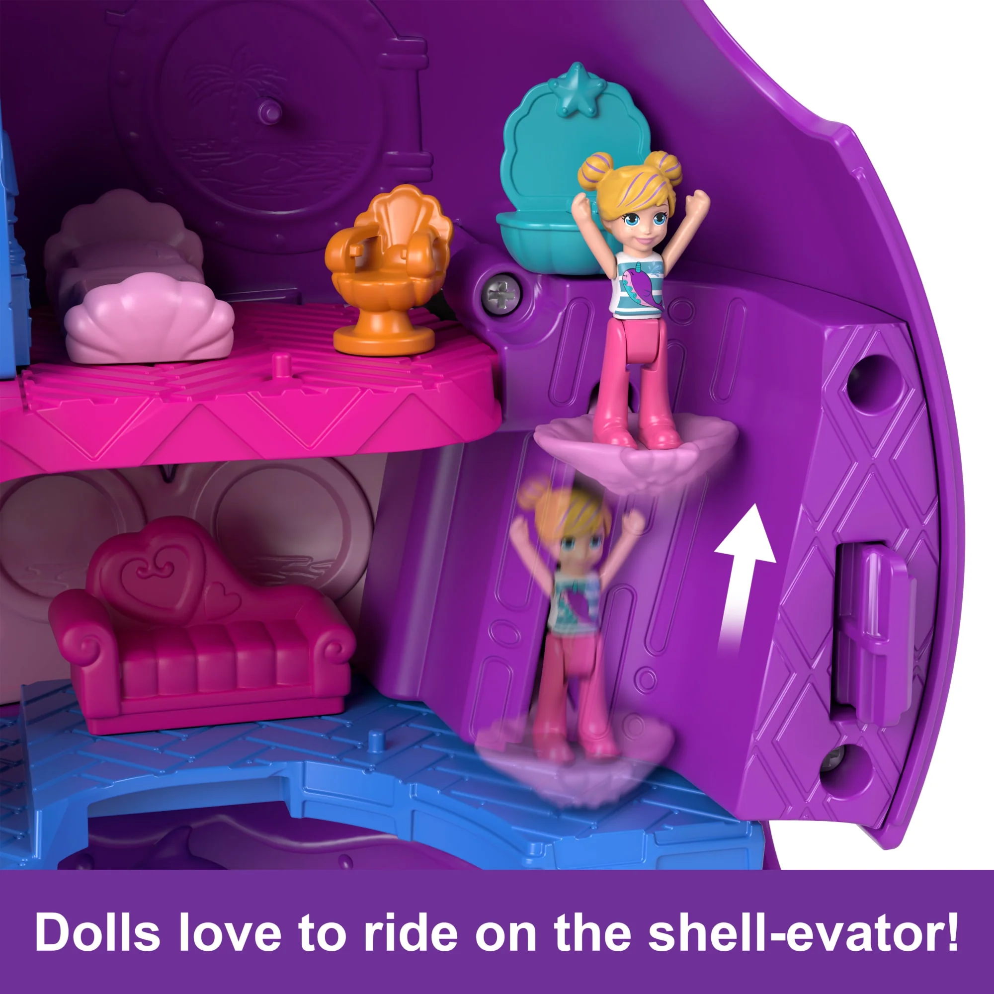 Polly Pocket Sparkle Cove Adventure Narwhal Adventurer Boat Playset With 2 Micro Dolls & 13 Accessories