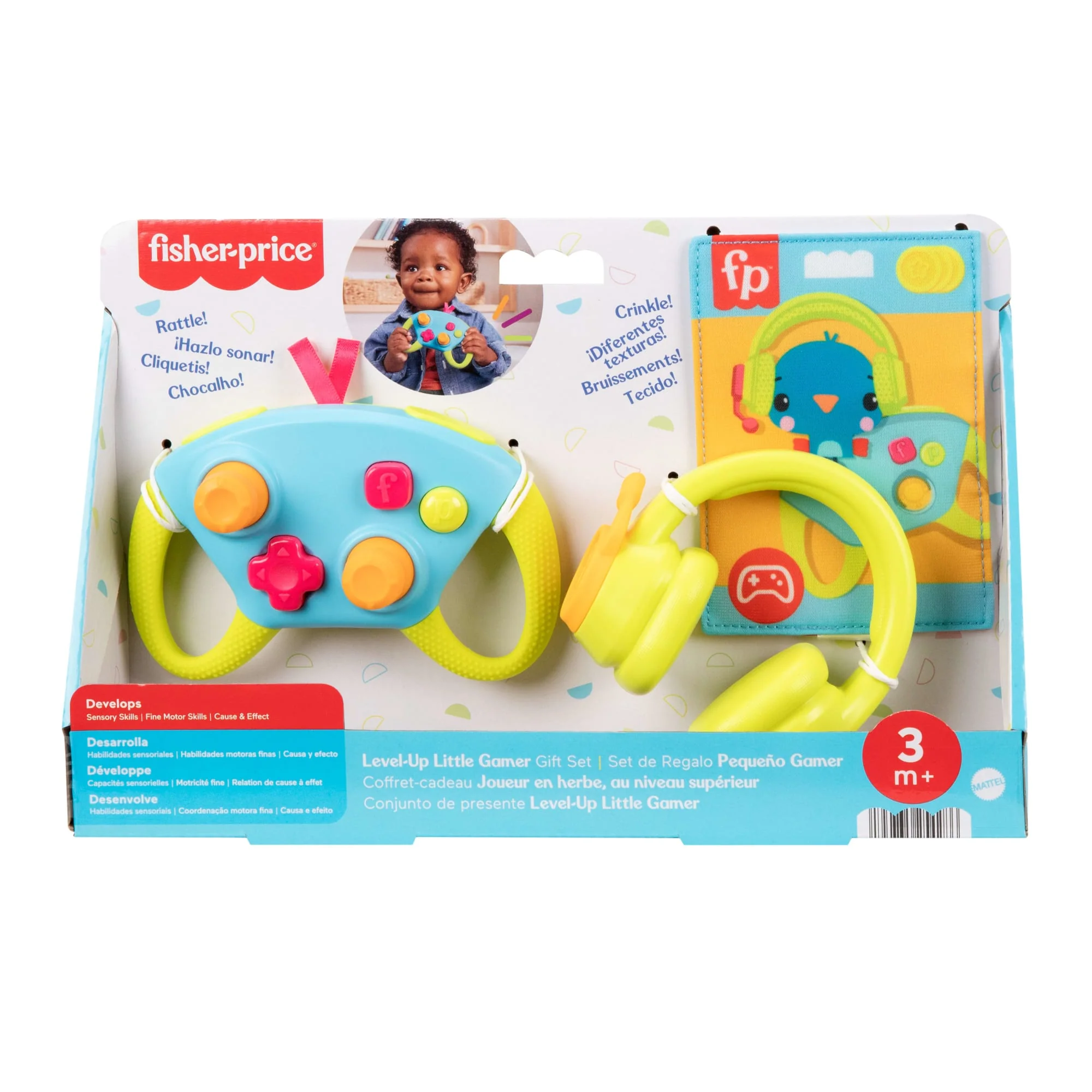 Fisher-Price Level-Up Little Gamer Gift Set, 3 Developmental Baby Toys For Newborns
