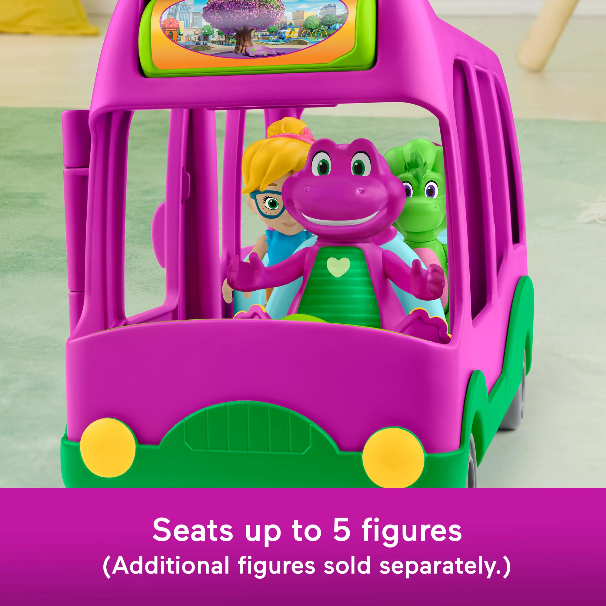Fisher-Price Barney's World Adventure Bus Push-Along Toy & Barney Figure For Kids, 2 Pieces