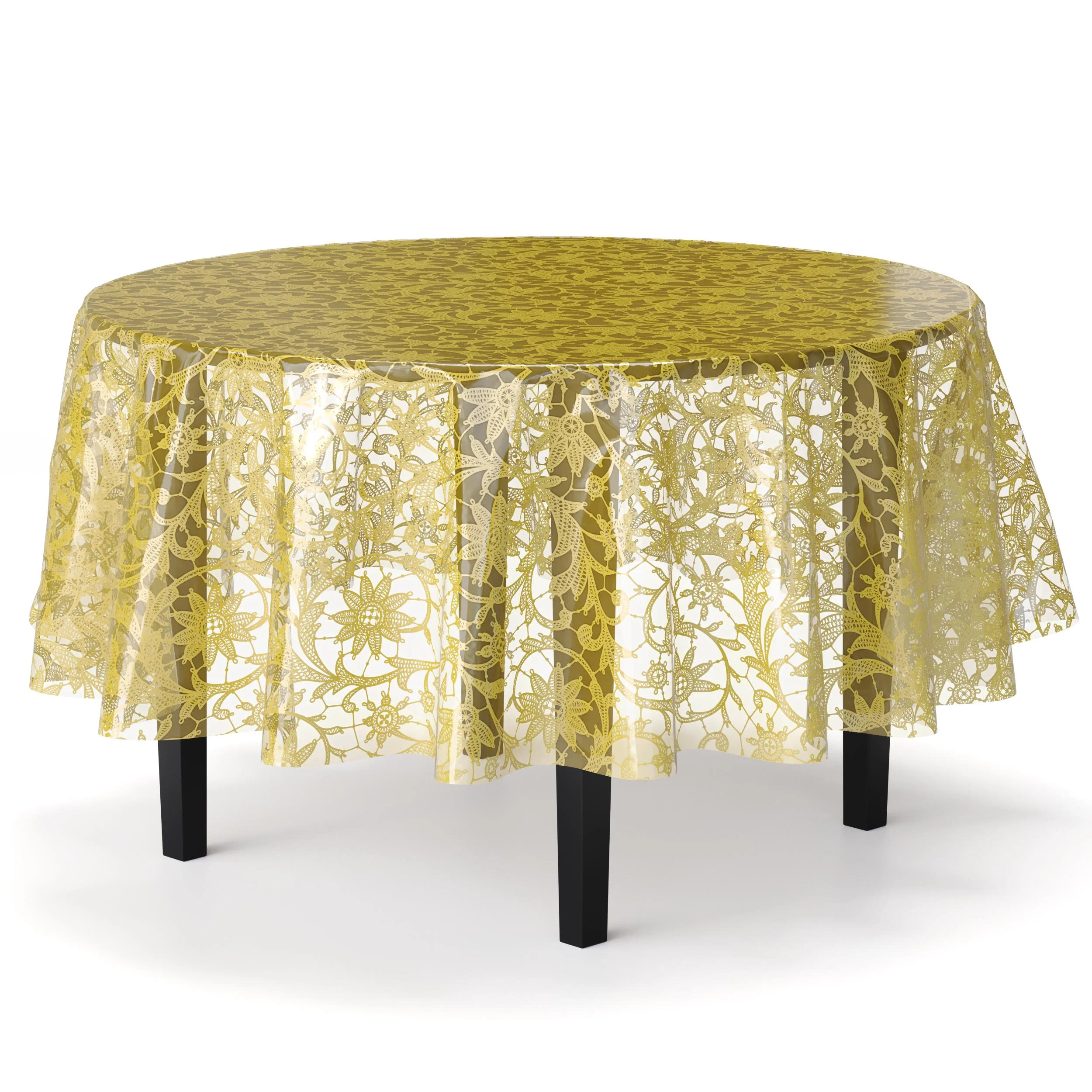 Round Gold Lace Table Cover