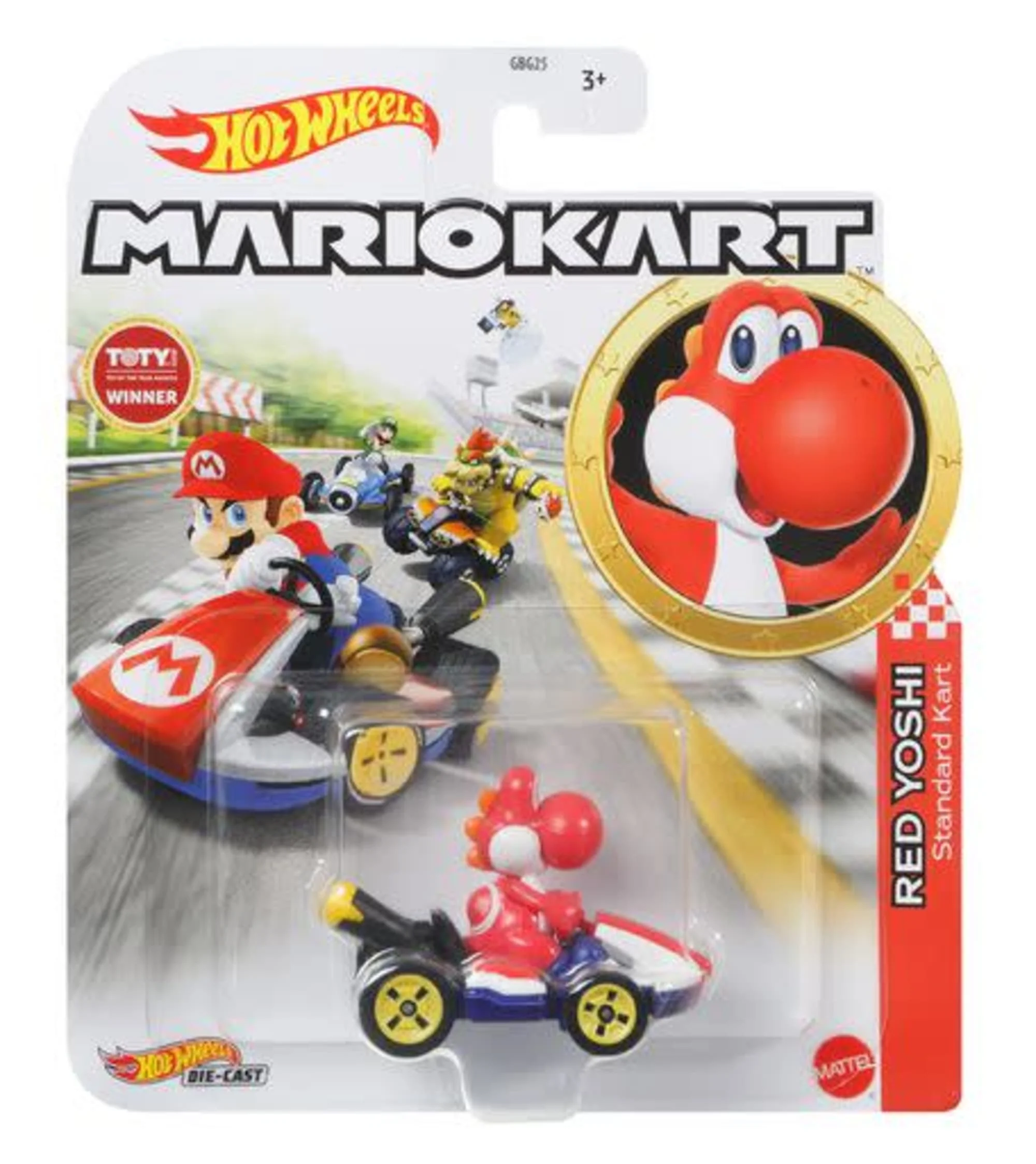 Hot Wheels Mario Kart Red Yoshi Standard Kart Vehicle