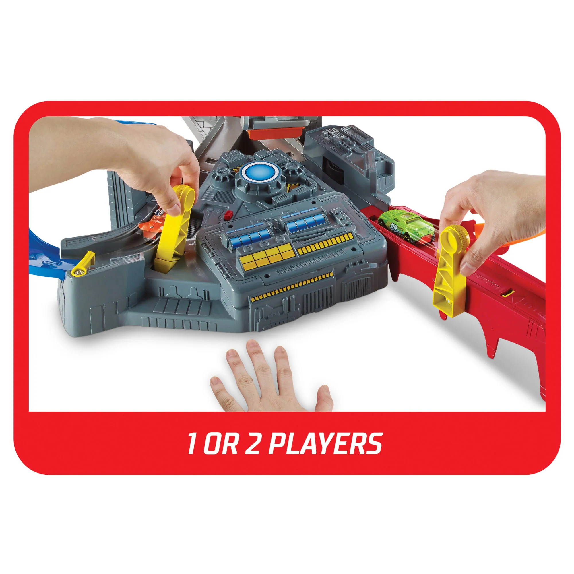 Hot Wheels Track Set With 1:64 Scale Toy Car, Motorized, Multi-Lane Racing And Crashing