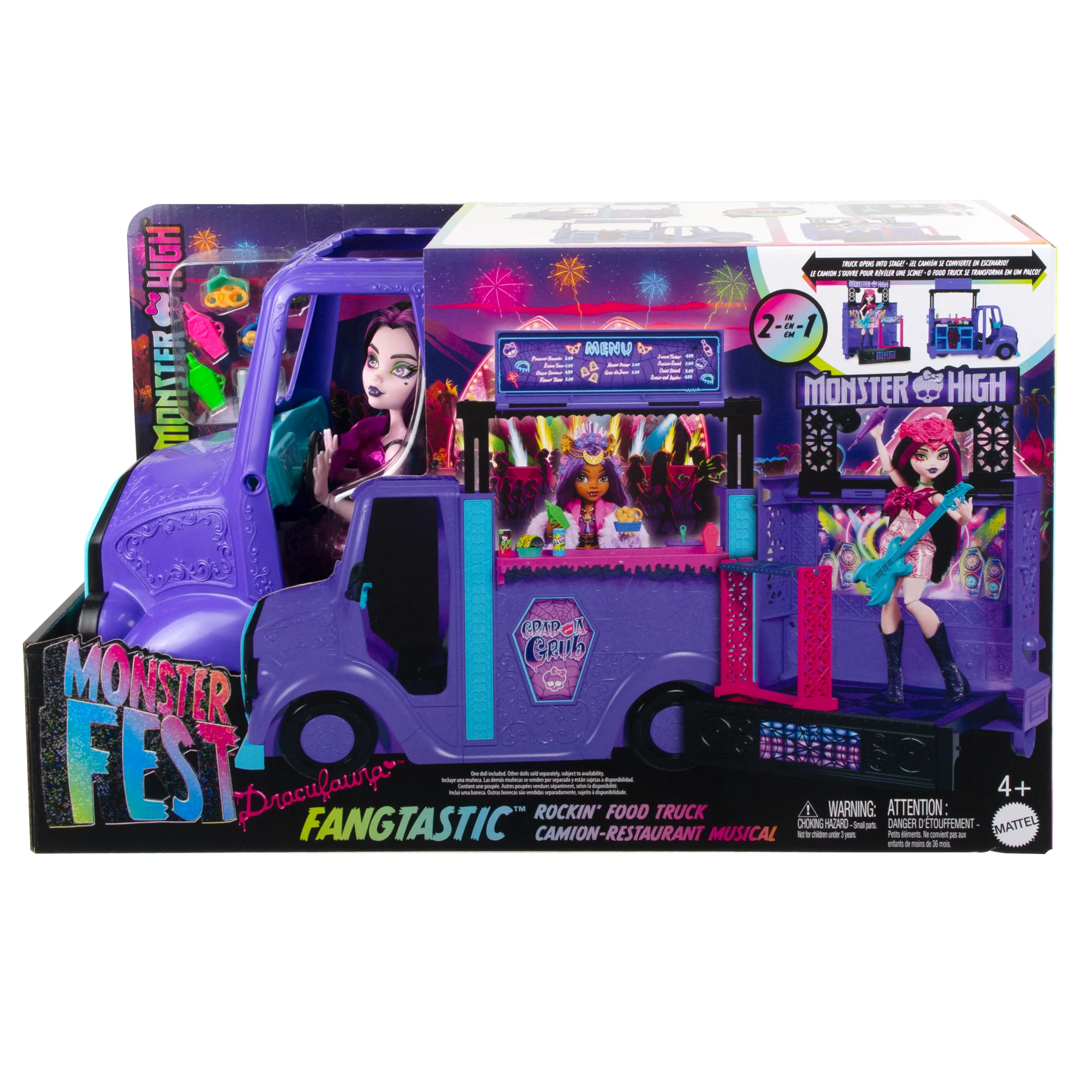 Monster High Draculaura Doll And Fangtastic Rockin�� Food Truck Playset With 13+ Themed Accessories