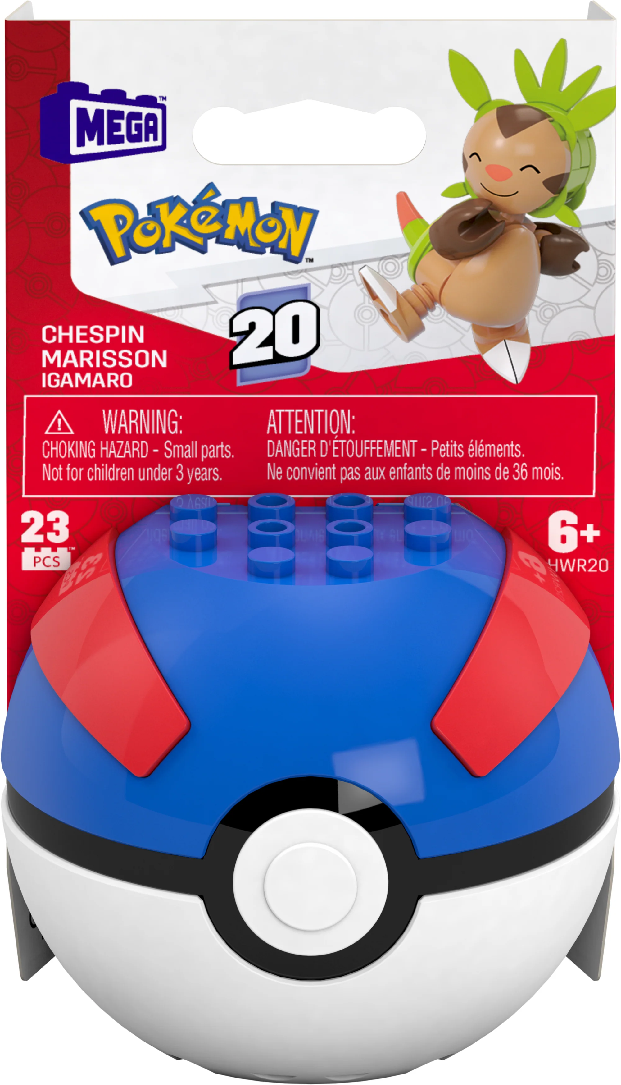MEGA Pok��mon Chespin Building Toy Kit, Poseable Action Figure (23 Pieces) For Kids