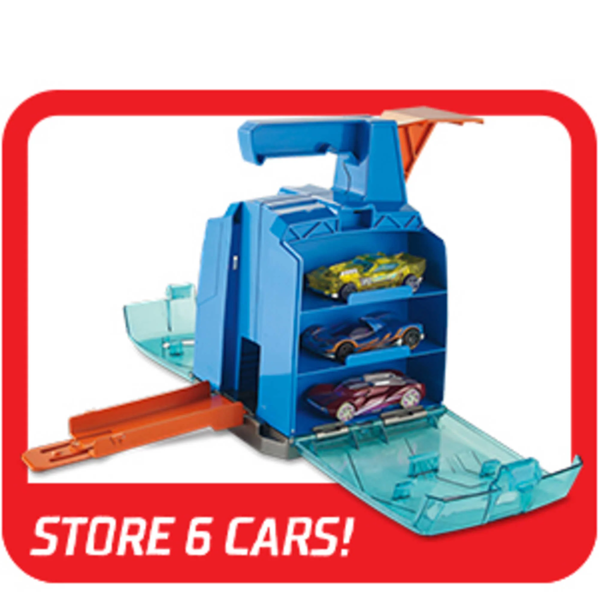 Hot Wheels Launcher Case Storage For 6 1:64 Scale Toy Cars Ages 5 To 10
