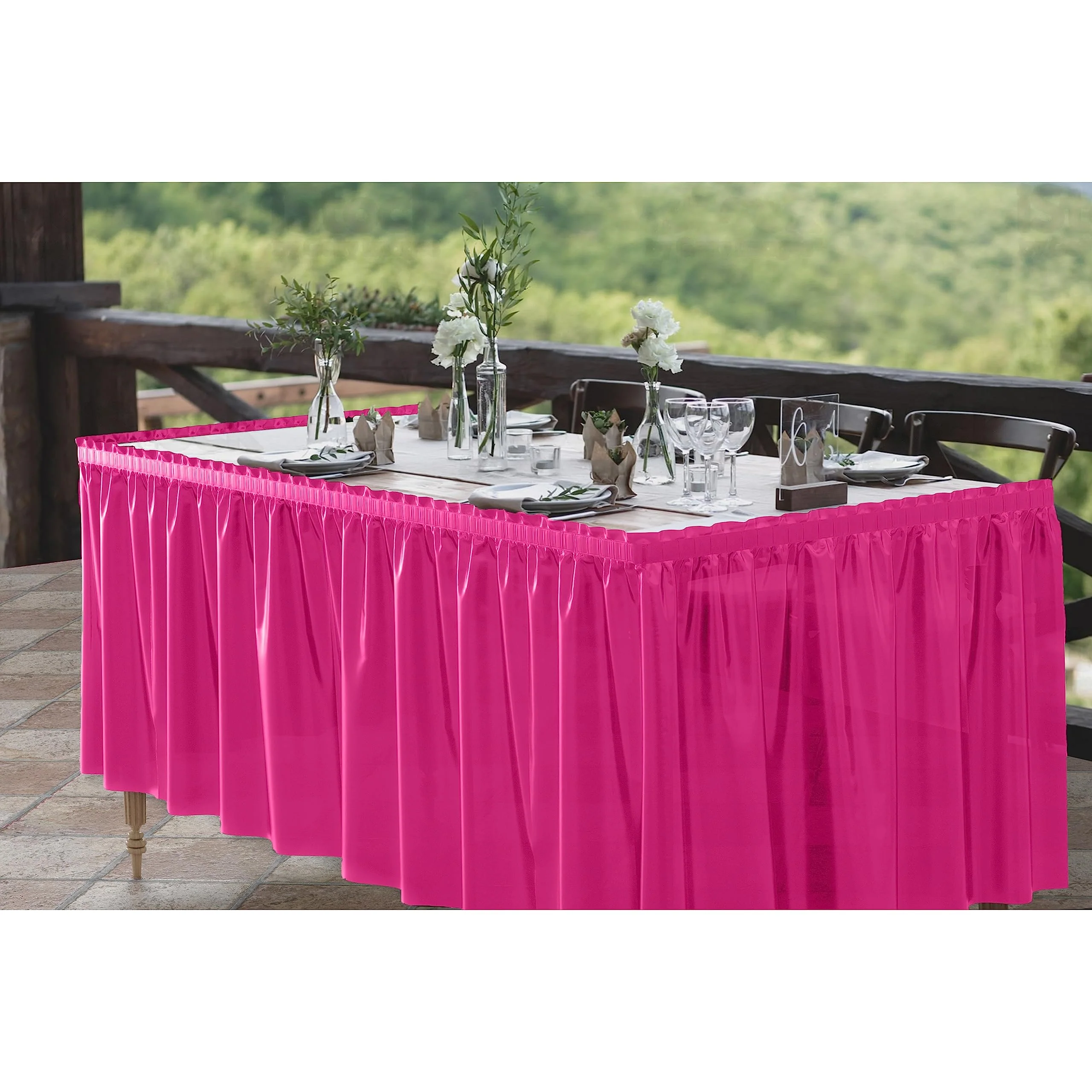 Hot Pink Plastic Table Skirt