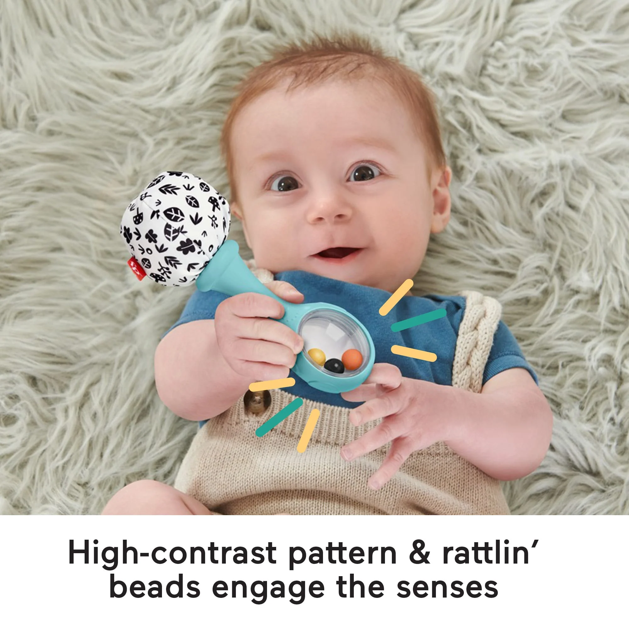 Fisher-Price Baby Rattle ��n Rock Maracas Toys, Set Of 2 For Infants 3+ Months, High Contrast