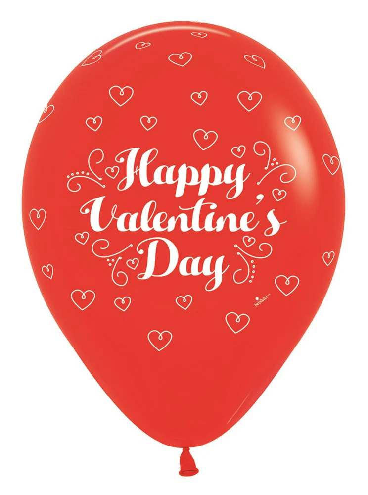 11 inch Sempertex Valentine's Day Doodles Latex Balloons All Over Print 50ct