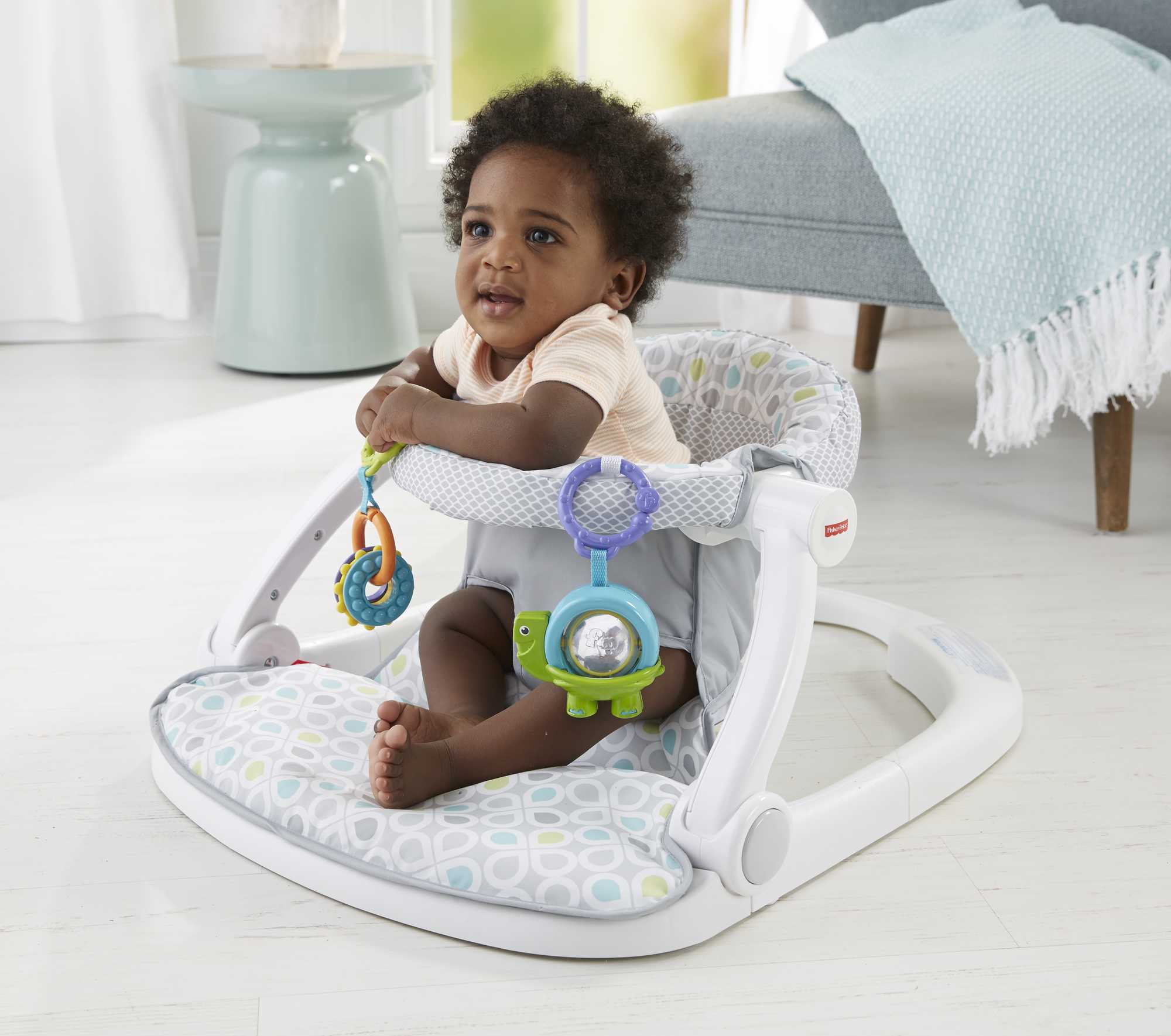 Fisher-Price Sit-Me-Up Floor Seat Portable Baby Chair With Toys, Honeydew Drop