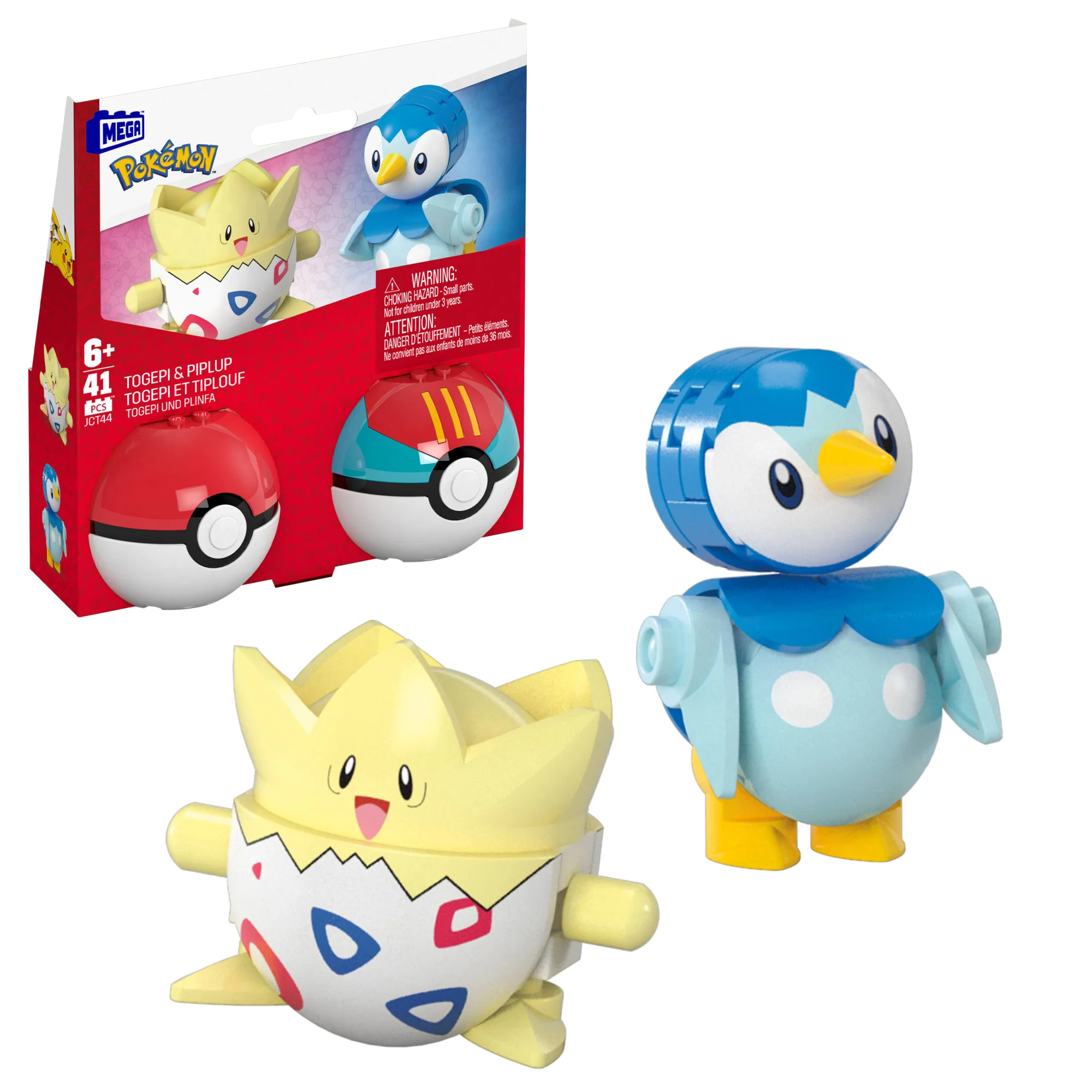 MEGA Pok��mon Pok�� Ball 2-Pack Building Toy Kits With 2 Action Figures (41 Pieces) For Kids