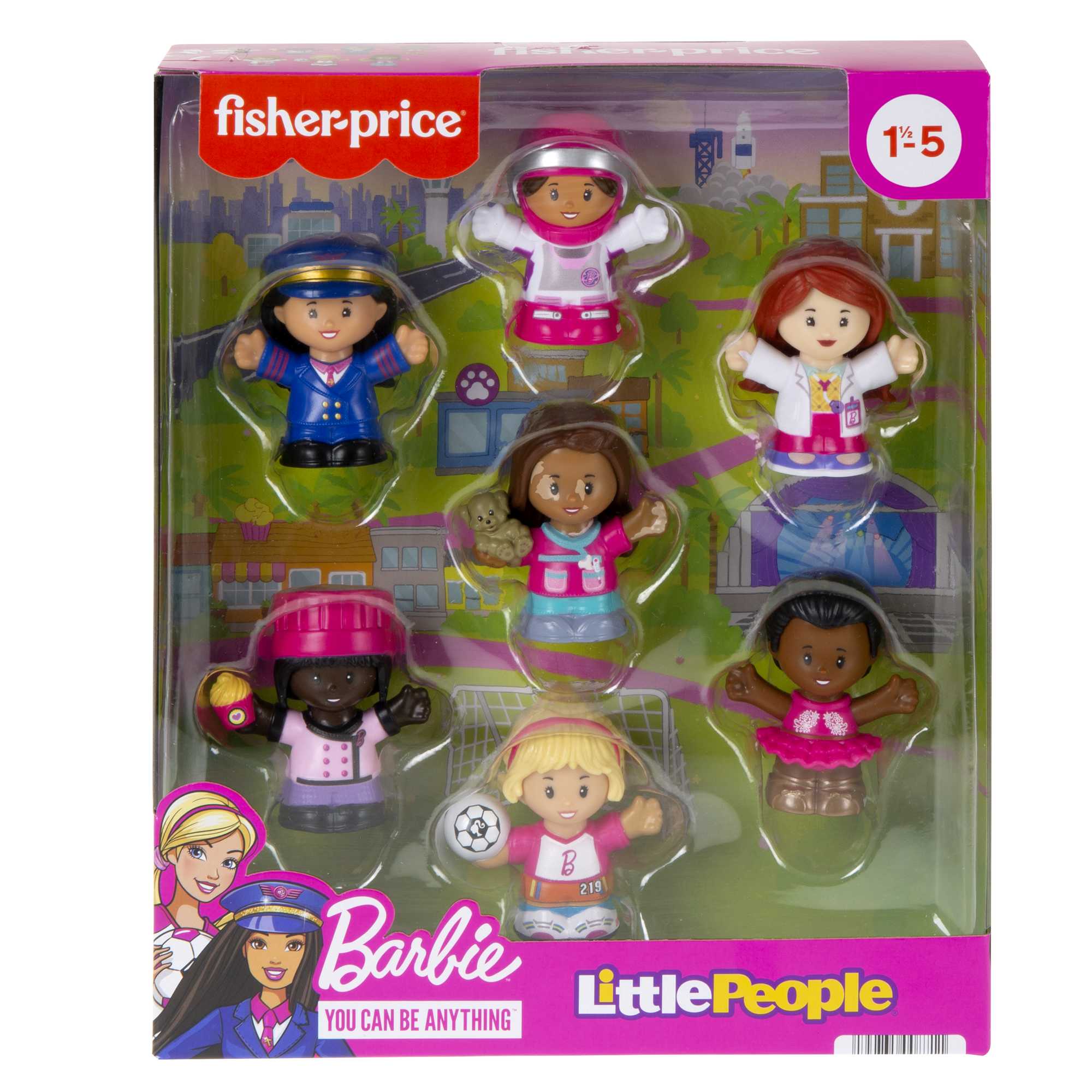 Fisher-Price Little People Barbie You Can Be Anything Figure Pack, 7-Piece Toddler Toy