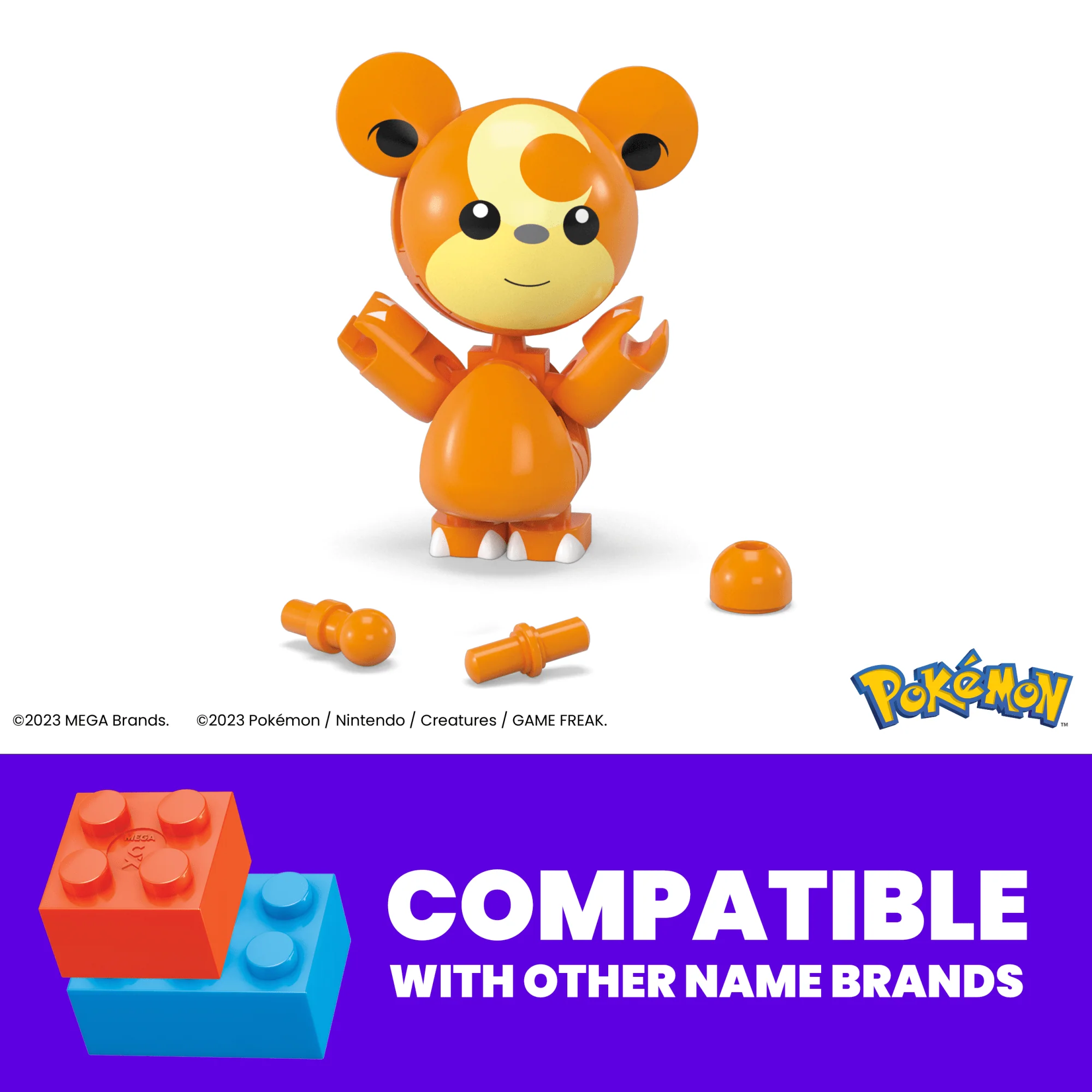 MEGA Pok��mon Teddiursa Building Toy Kit, Poseable Action Figure (24 Pieces) For Kids