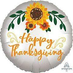 Anagram Happy Thanksgiving Day Floral 18in Foil Balloon