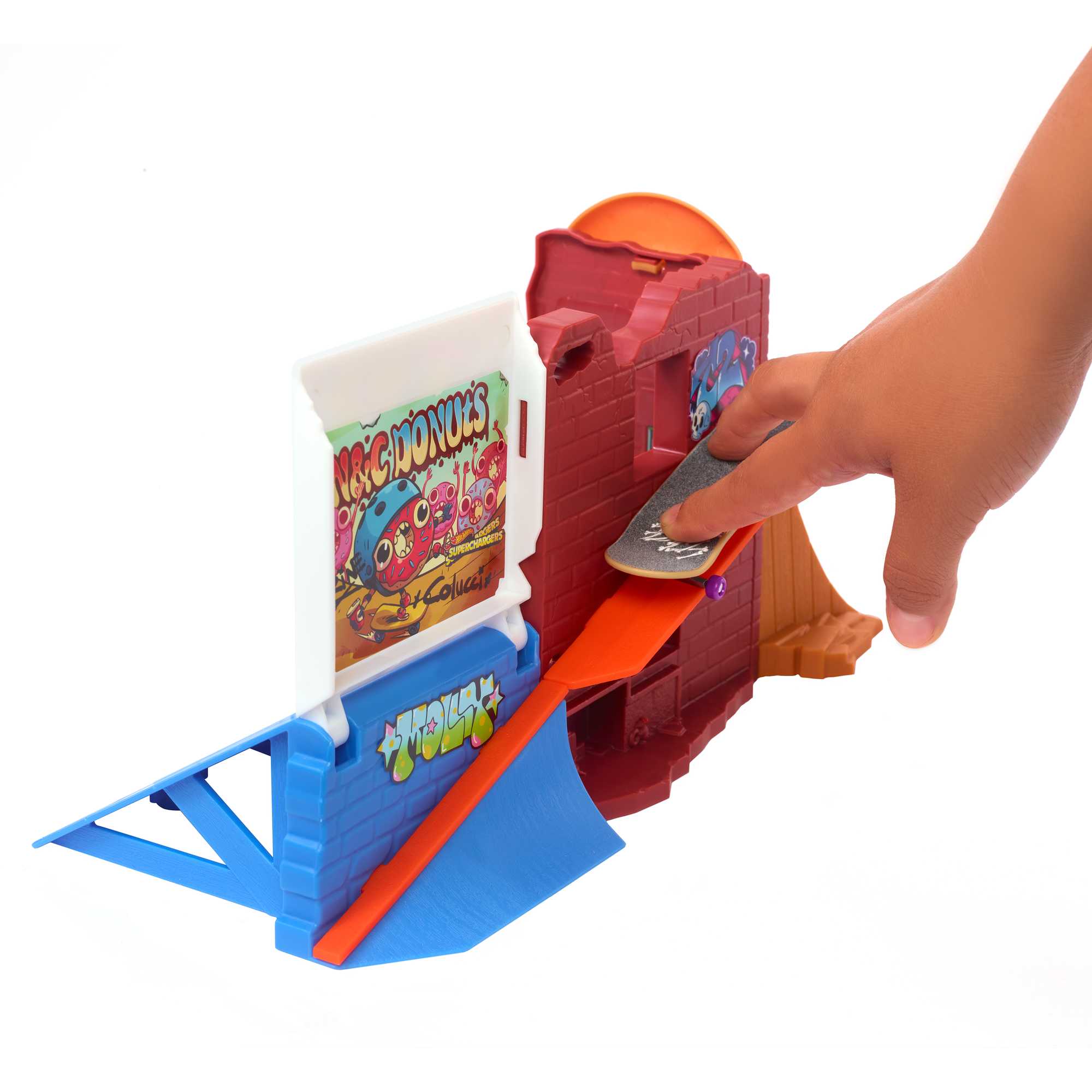 Hot Wheels Skate Donut Skatepark With Tony Hawk Fingerboard & Pair Of Skate Shoes