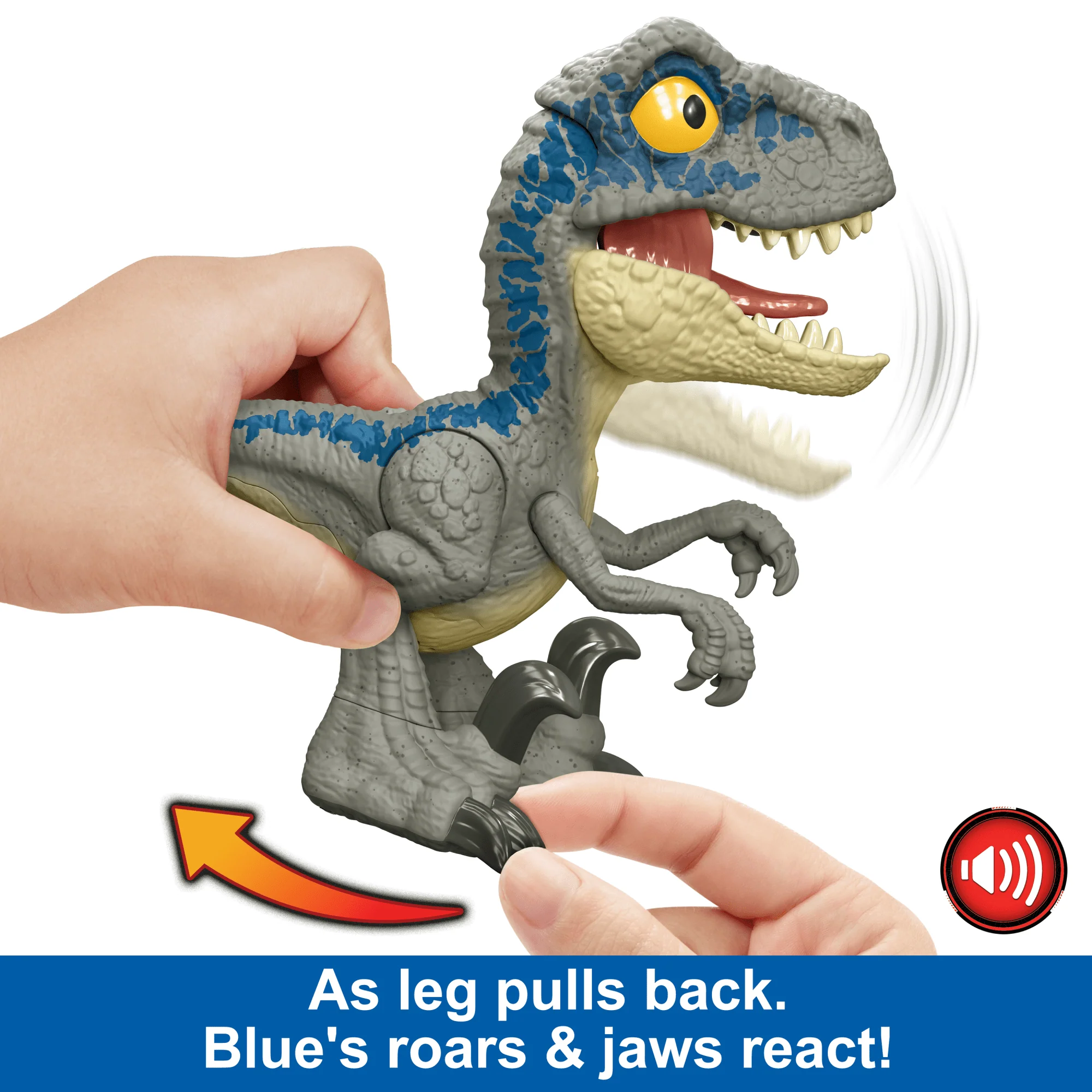 Jurassic World MEGA Roar Blue Velociraptor Dinosaur Toy With Sound & Stretchable Jaw