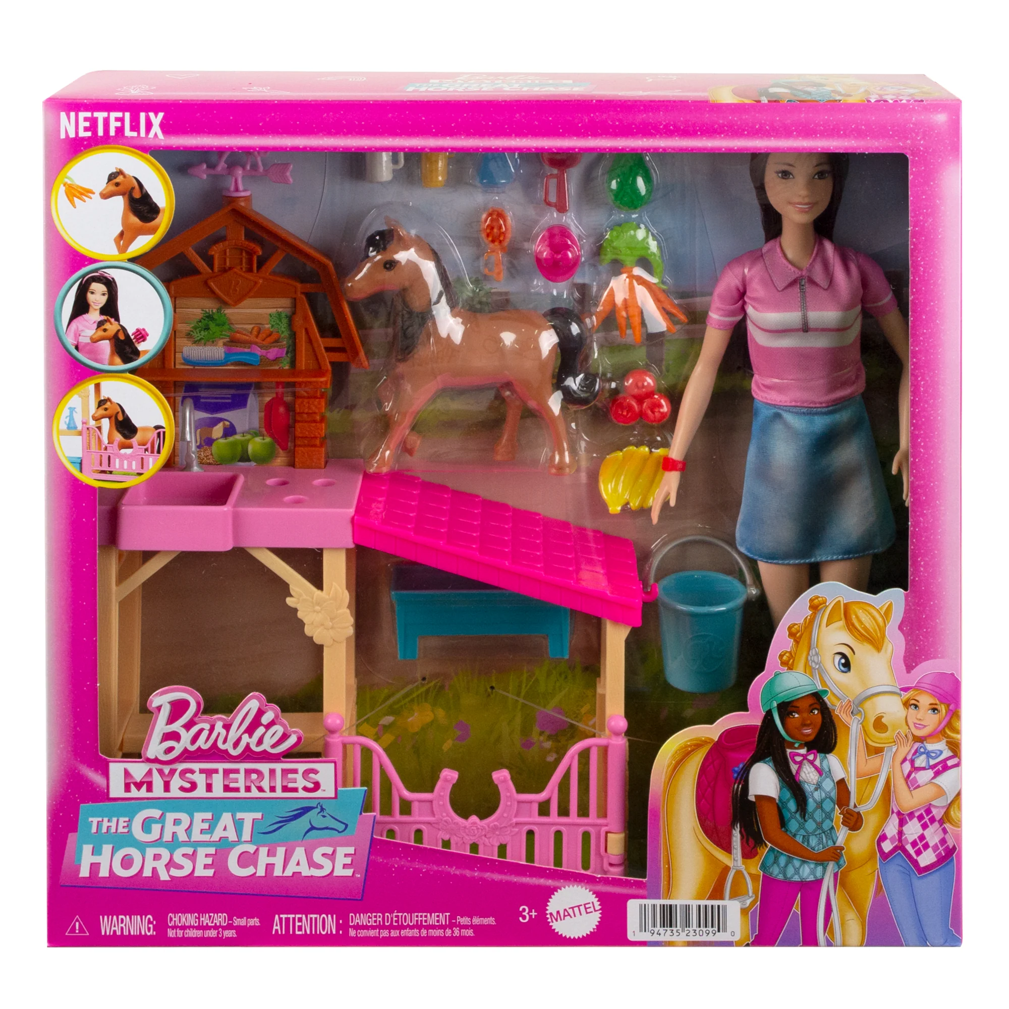 Barbie Mysteries: The Great Horse Chase Stable Playset With Fashion Doll, Small Toy Pony & 10+ Accessories