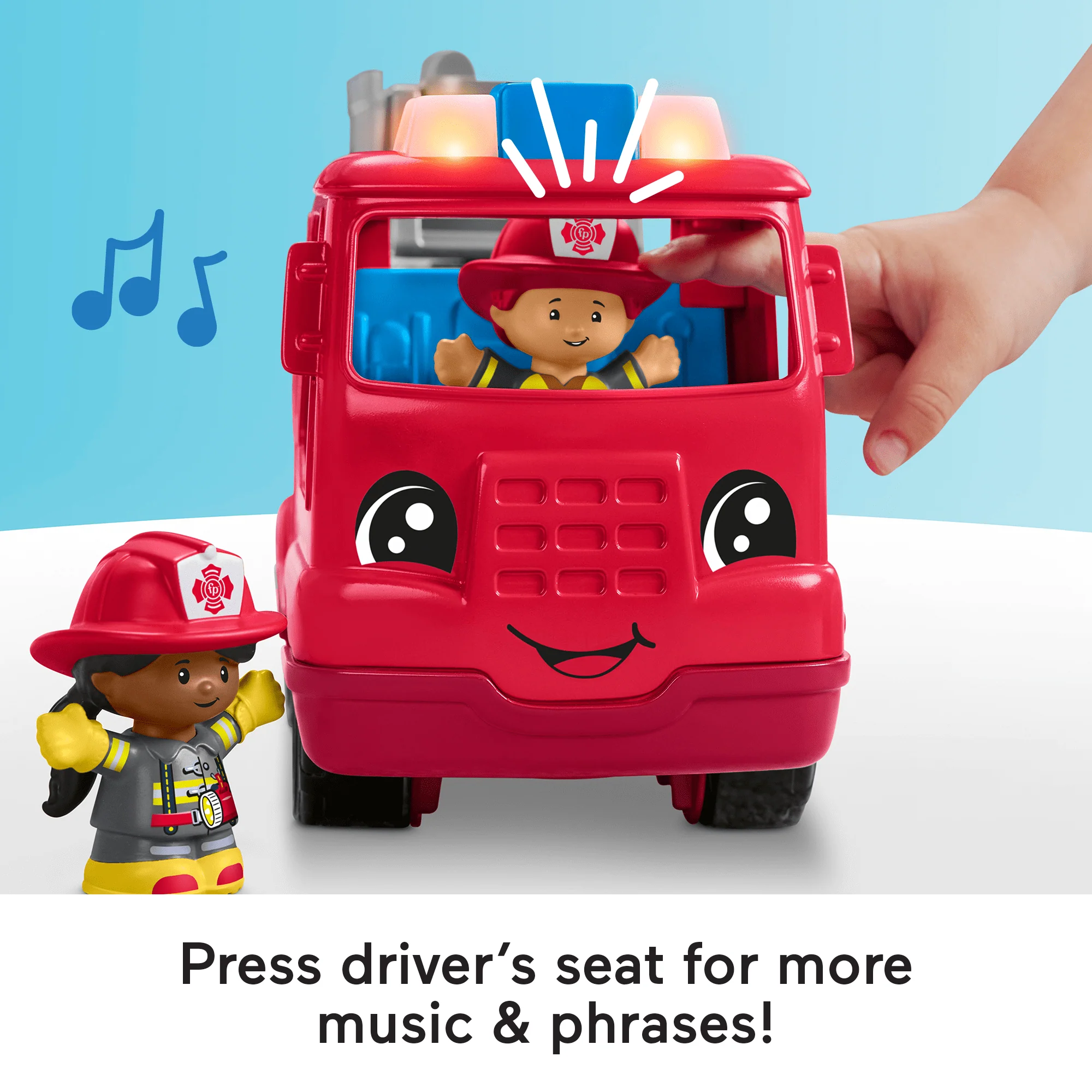 Fisher-Price Little People Fire Truck Musical Toddler Toy With Lights Sounds & 2 Figures