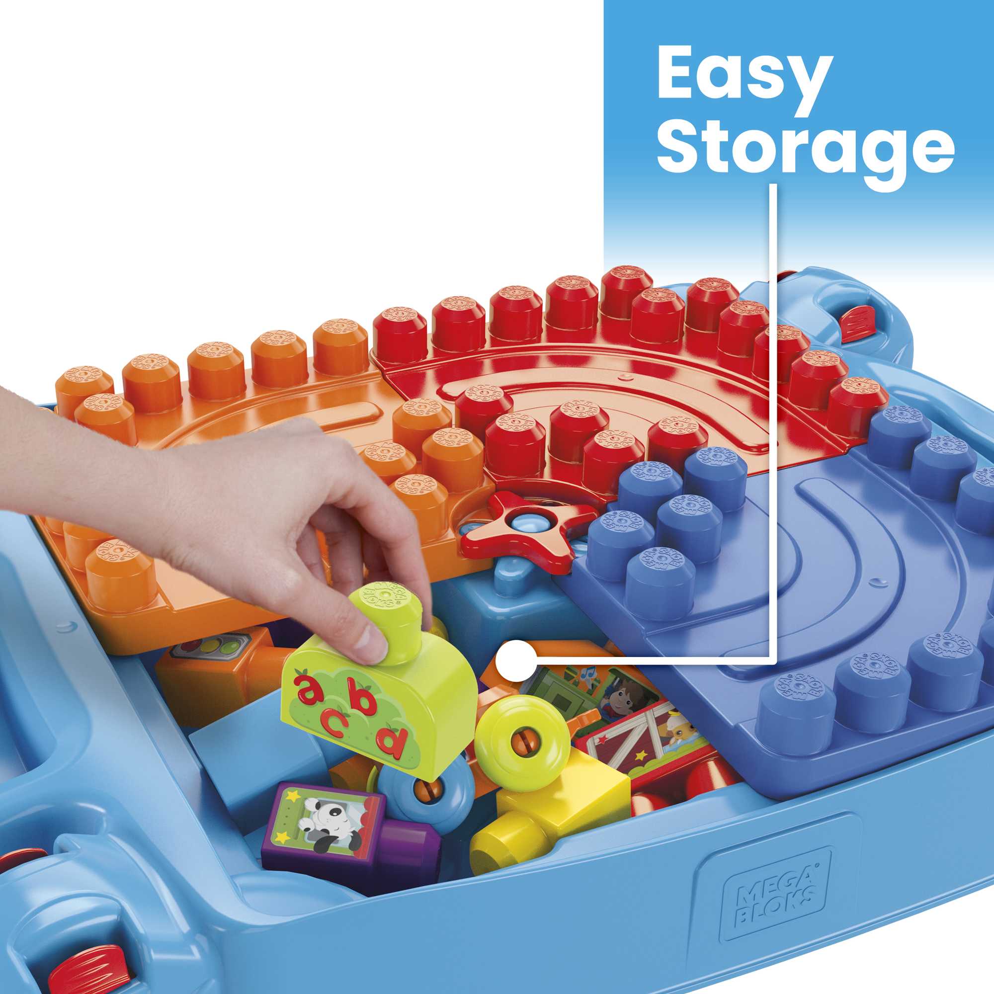 MEGA BLOKS Toy Blocks Blue Build N Learn Table With Storage (30 Pieces) For Toddler