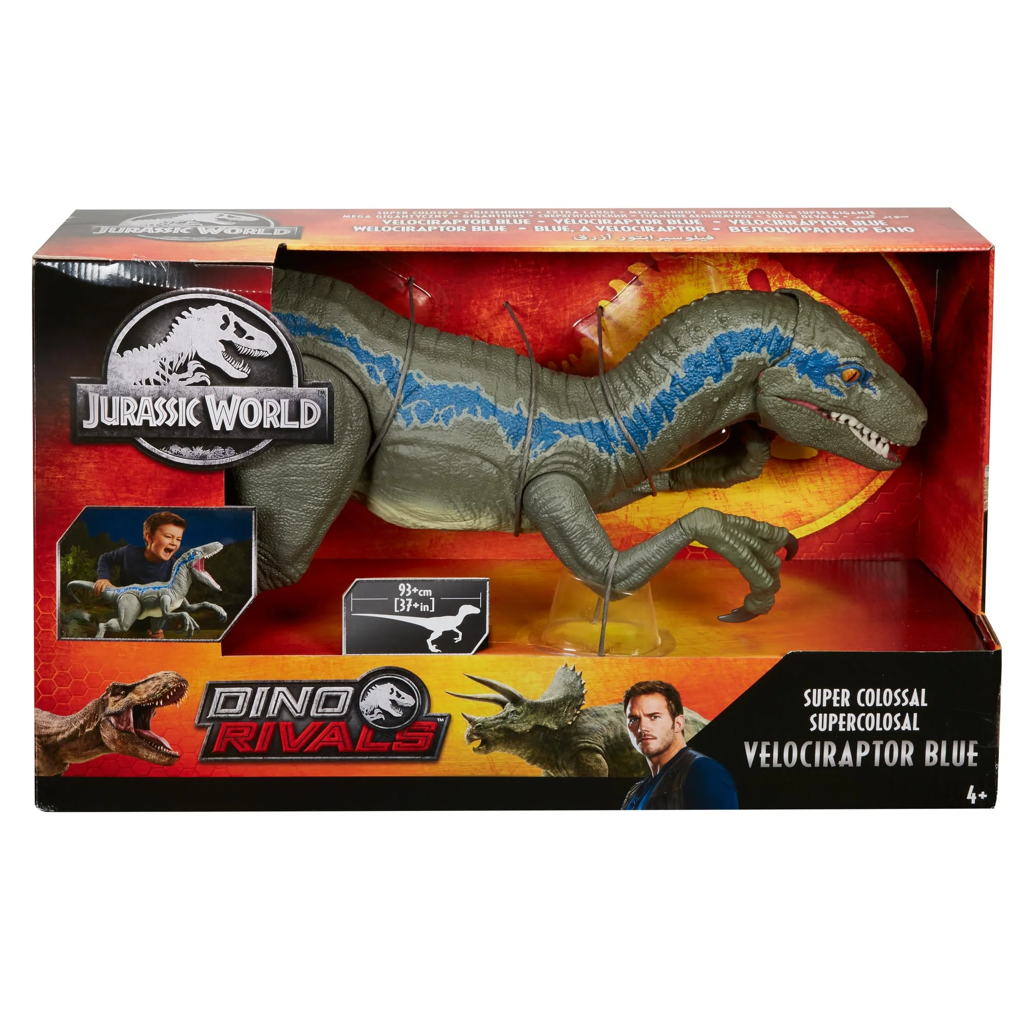 Jurassic World Large Dinosaur Figure Super Colossal Velociraptor Blue