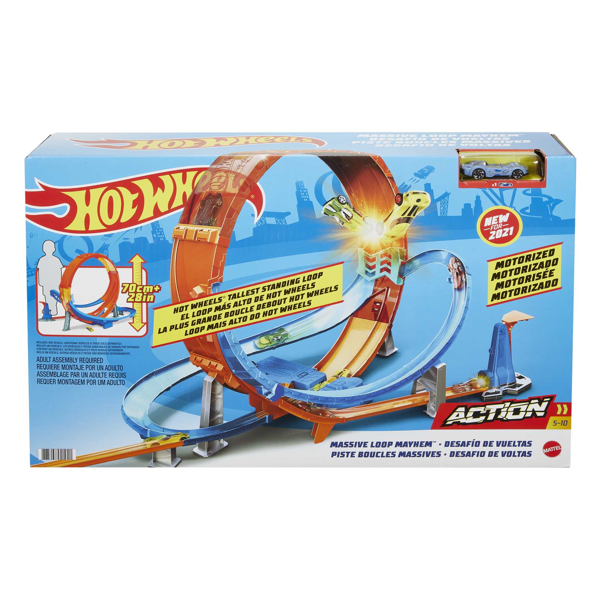 Hot Wheels Massive Loop Mayhem Track Set With 28-in Tall Track Loop & 1 Car
