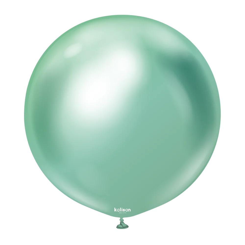 24 inch Kalisan Mirror Green Latex Balloons 2ct