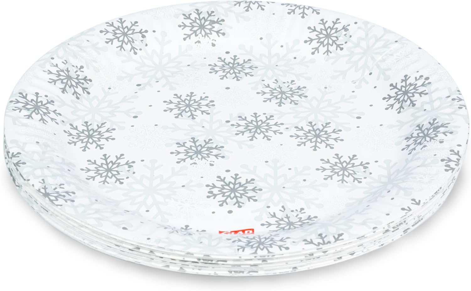 Glad Disposable Holiday Paper Plates, 10 Inch, 20 Count - Red Snowflake Design, Heavy Duty and Microwavable
