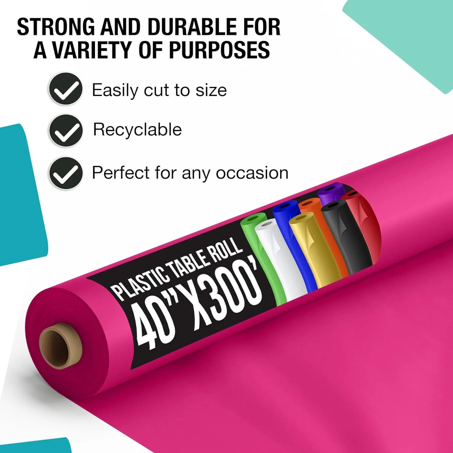 40 In. x 300 Ft. Premium Hot Pink Table Roll