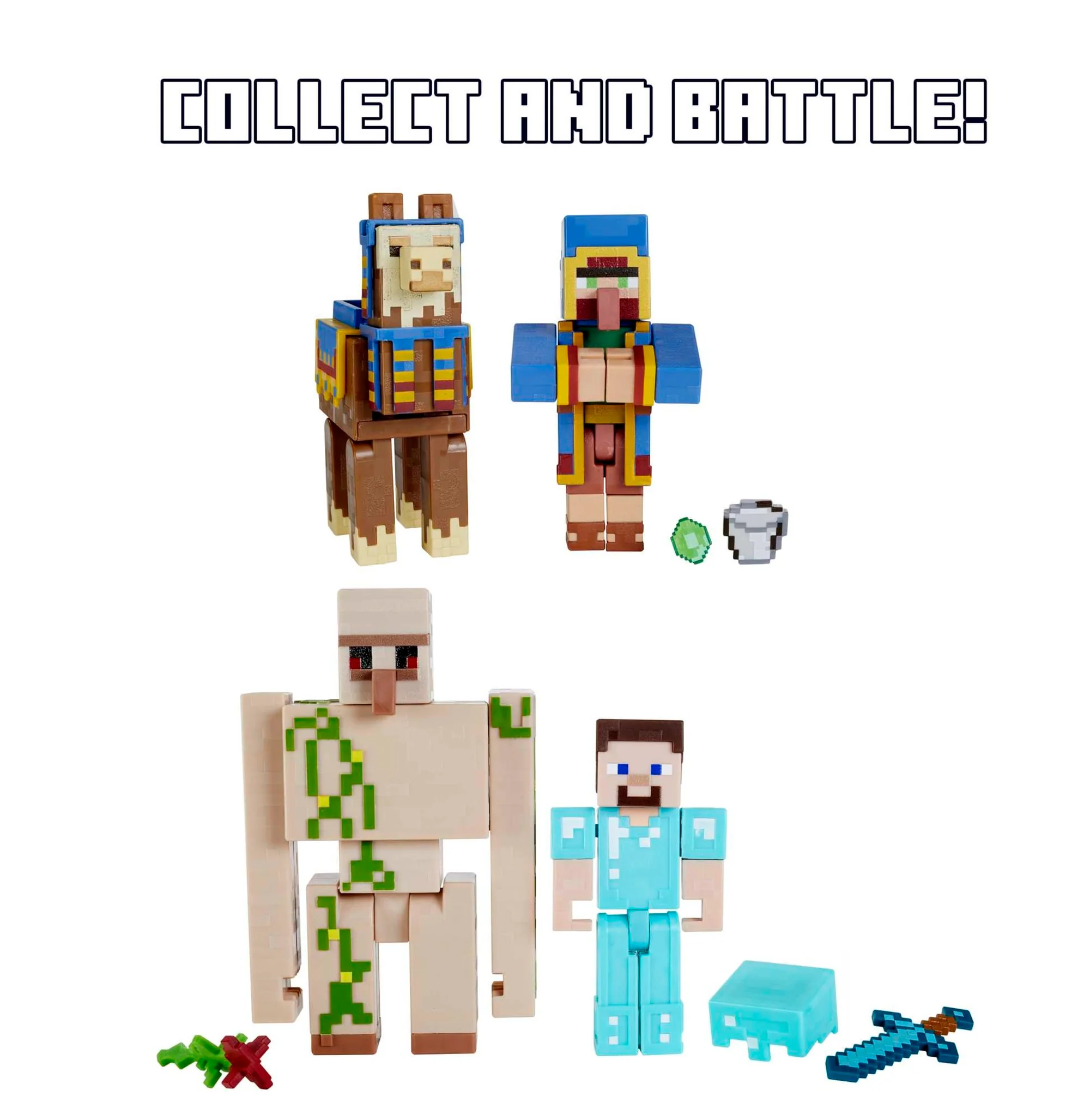 Minecraft Action Figures & Accessories 2-Pack, 3.25-Inch Scale Collectible Toys (Characters May Vary)
